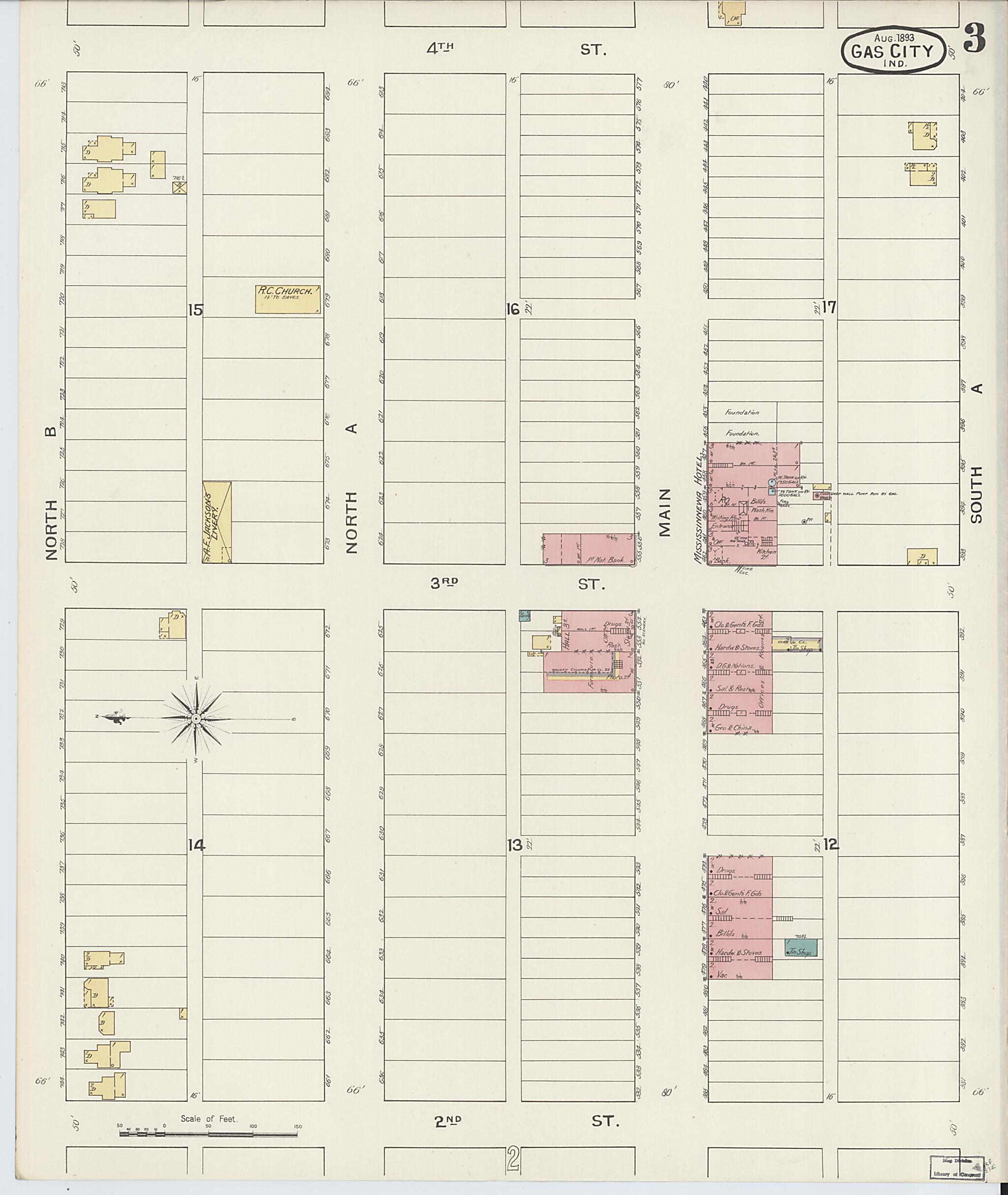 This old map of Gas City, Grant County, Indiana was created by Sanborn Map Company in 1893