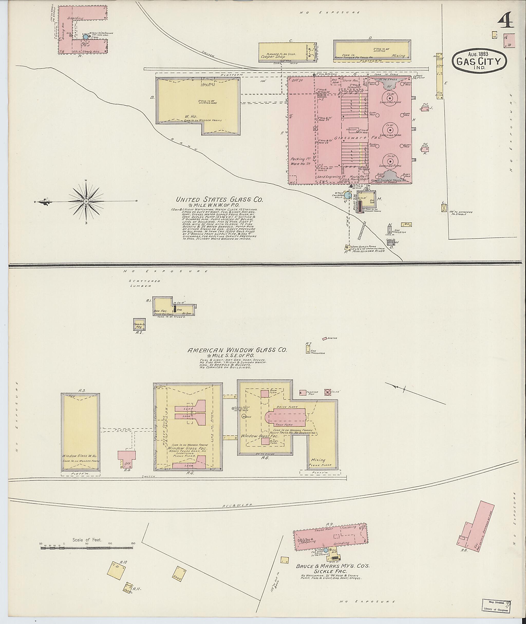 This old map of Gas City, Grant County, Indiana was created by Sanborn Map Company in 1893