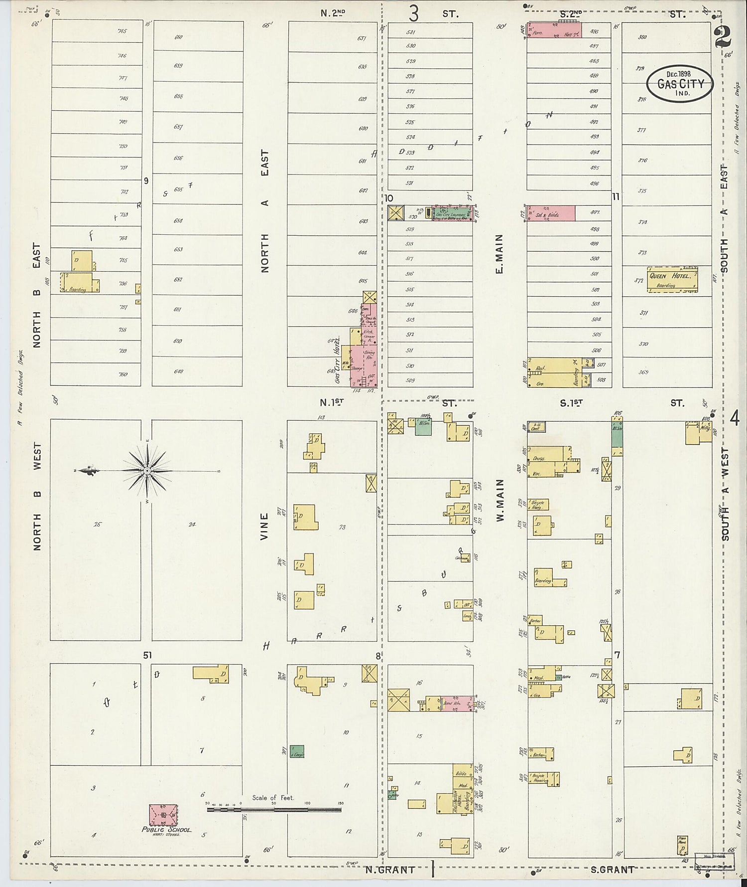 This old map of Gas City, Grant County, Indiana was created by Sanborn Map Company in 1898