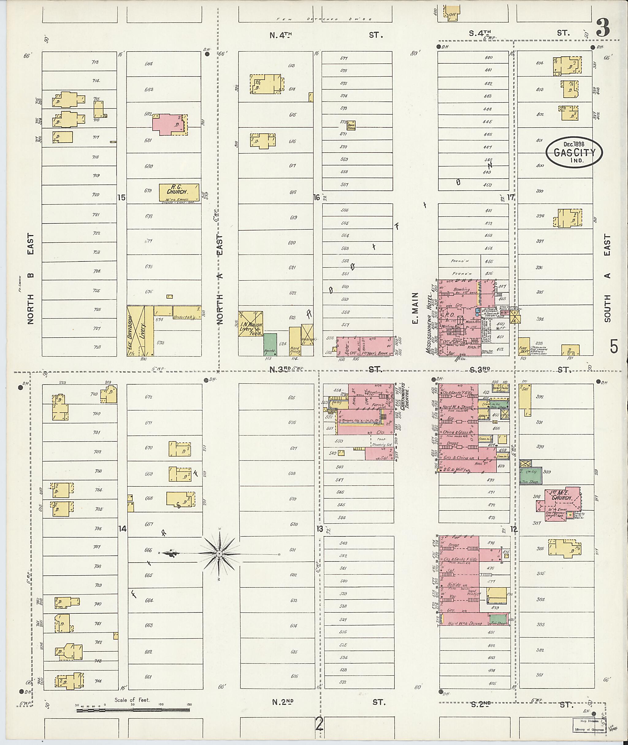 This old map of Gas City, Grant County, Indiana was created by Sanborn Map Company in 1898