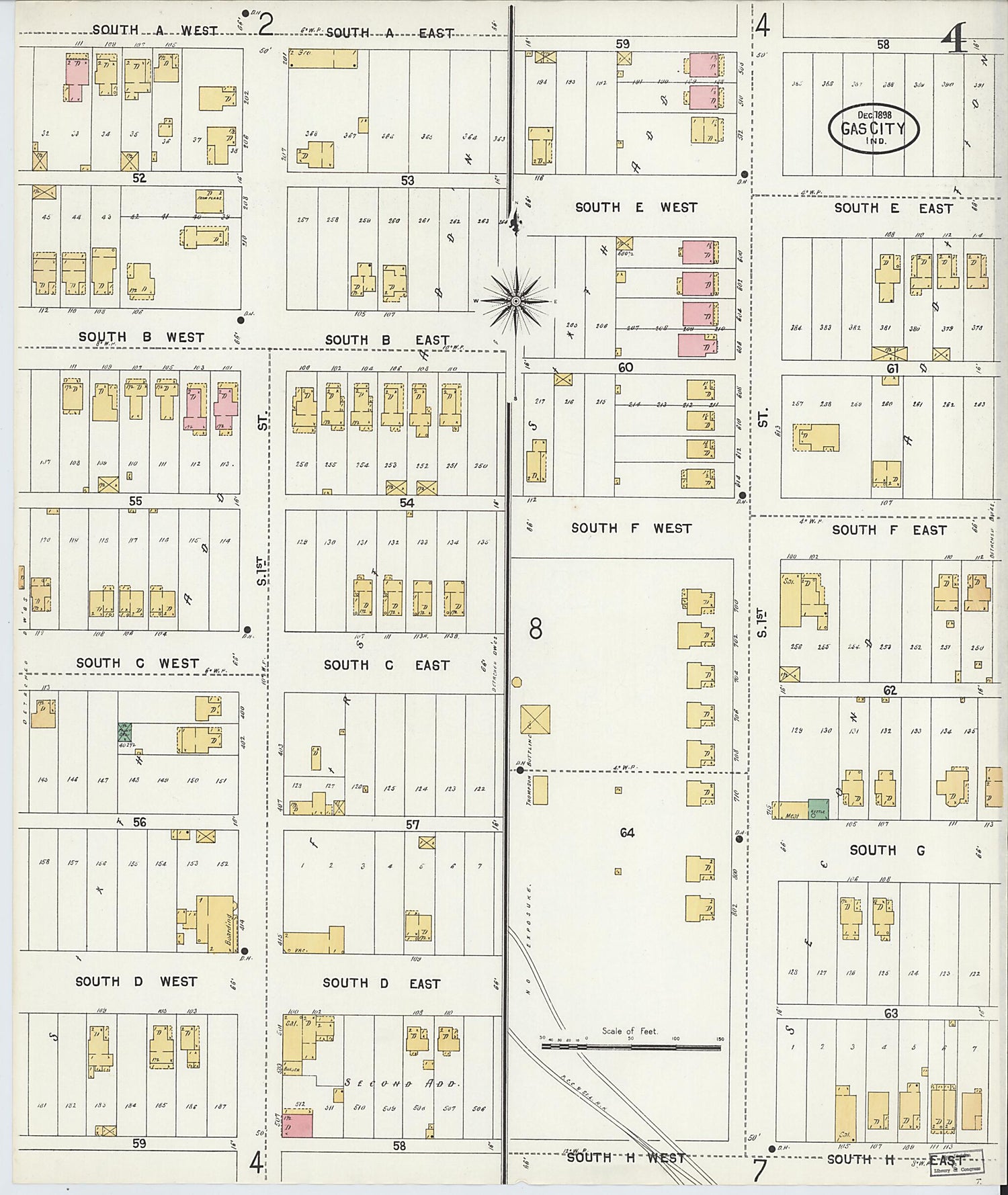 This old map of Gas City, Grant County, Indiana was created by Sanborn Map Company in 1898