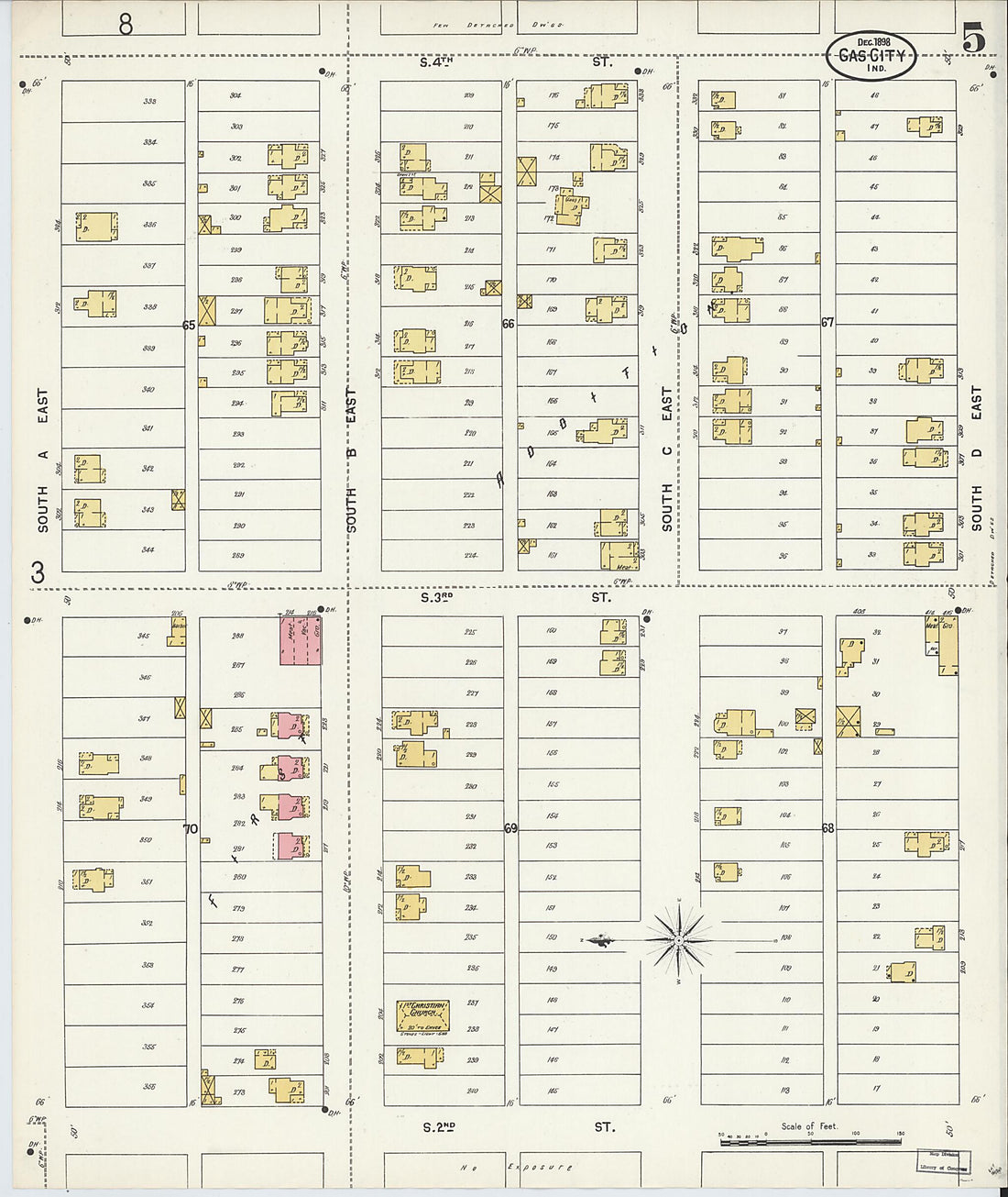 This old map of Gas City, Grant County, Indiana was created by Sanborn Map Company in 1898