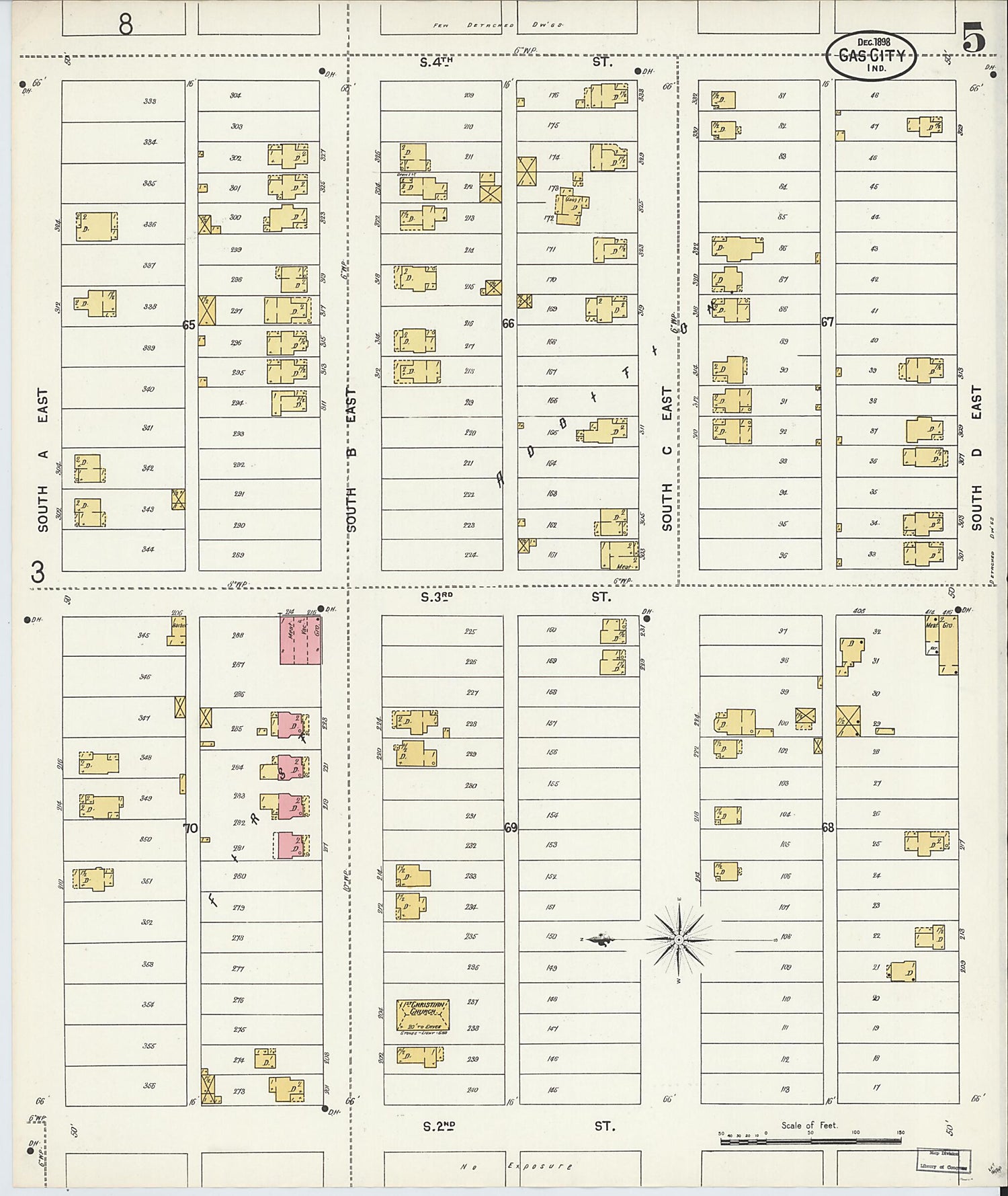 This old map of Gas City, Grant County, Indiana was created by Sanborn Map Company in 1898