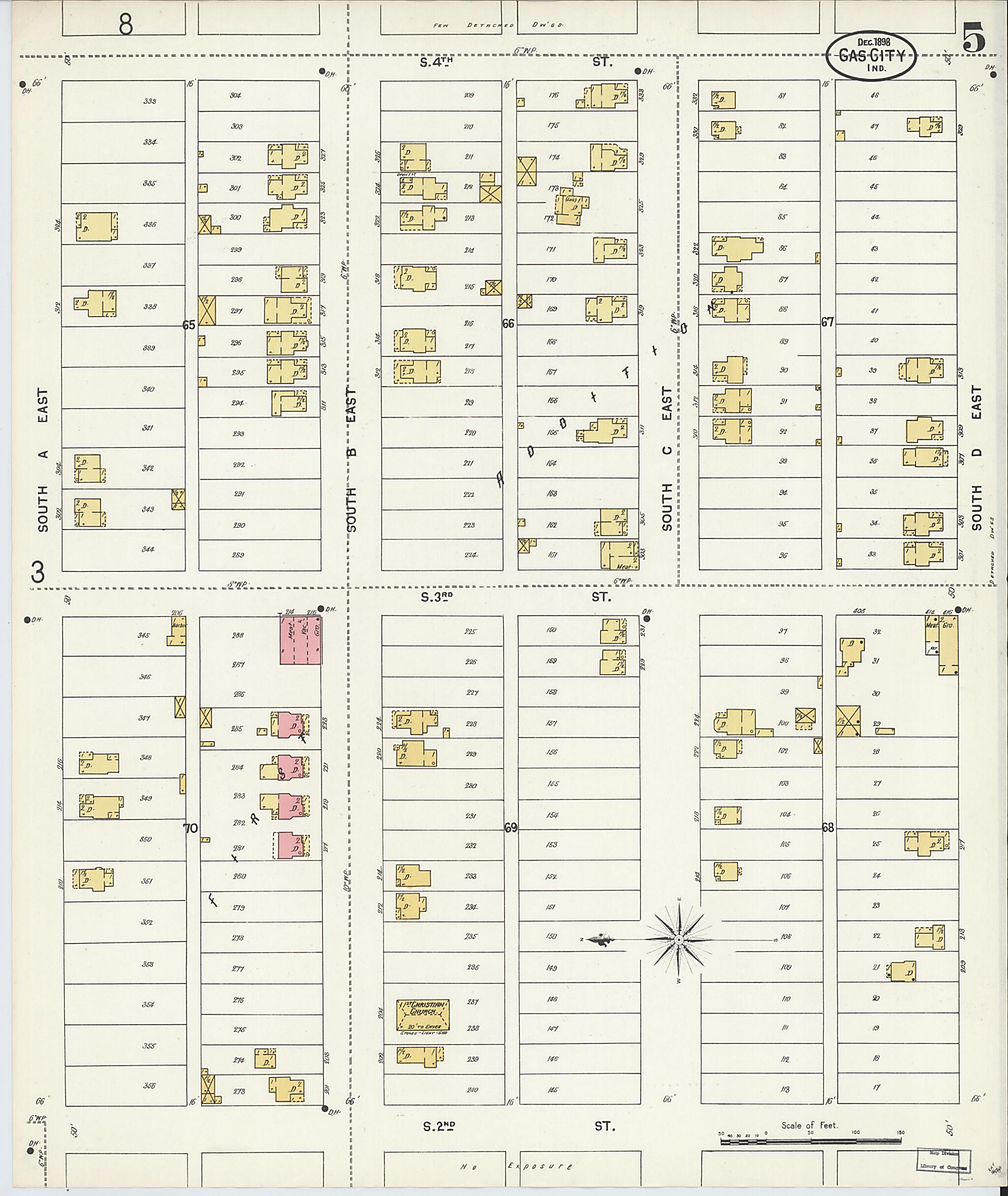 This old map of Gas City, Grant County, Indiana was created by Sanborn Map Company in 1898