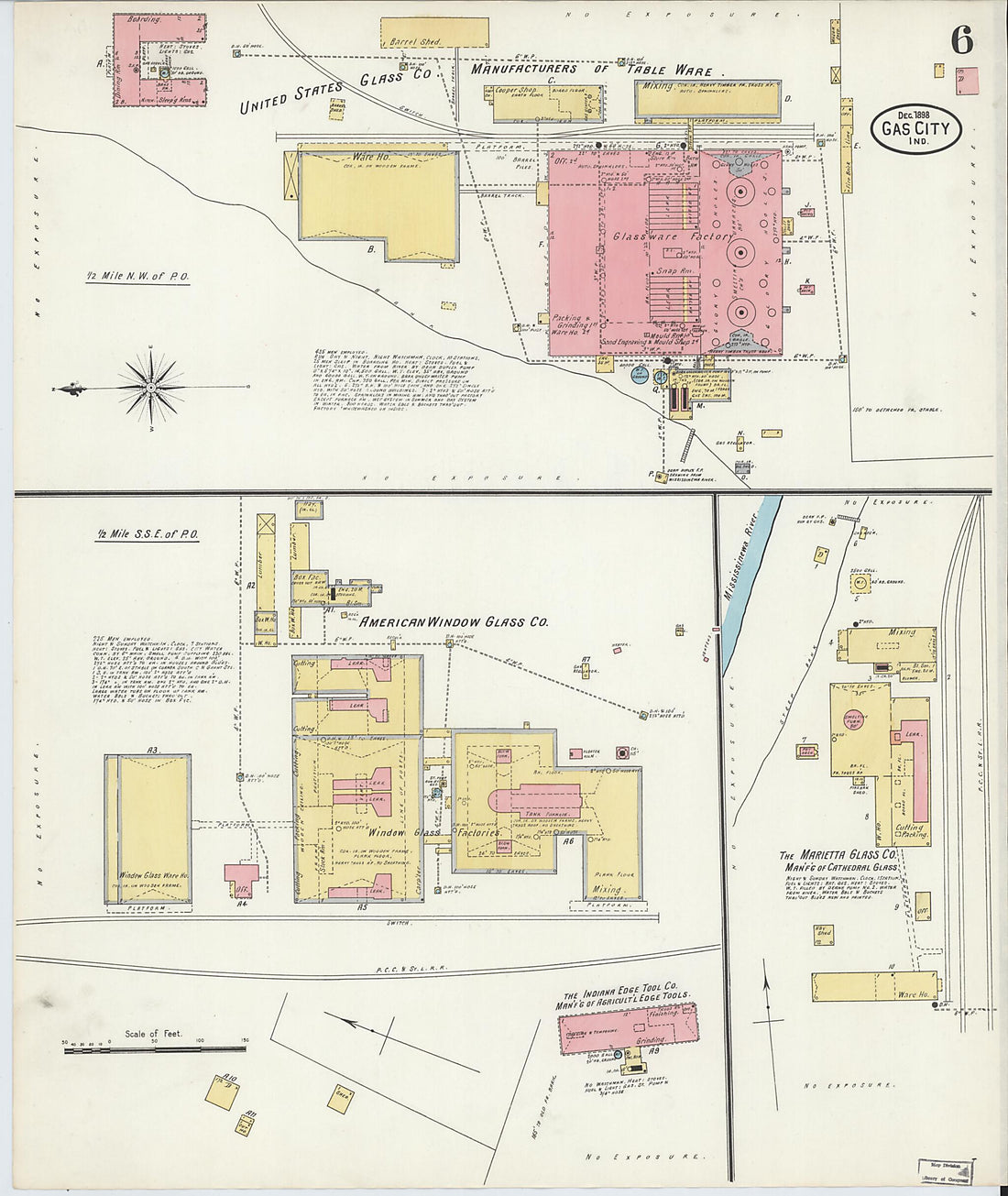 This old map of Gas City, Grant County, Indiana was created by Sanborn Map Company in 1898