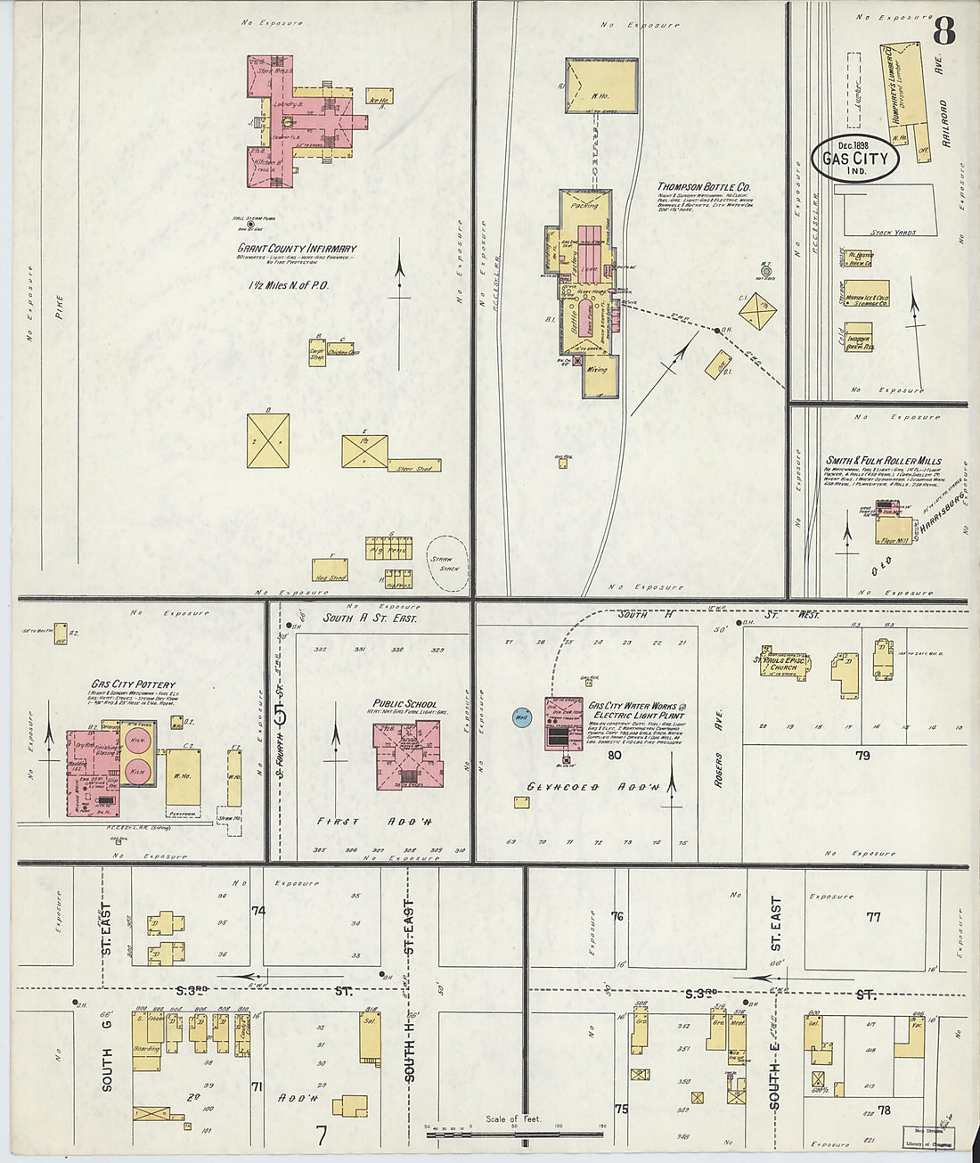 This old map of Gas City, Grant County, Indiana was created by Sanborn Map Company in 1898