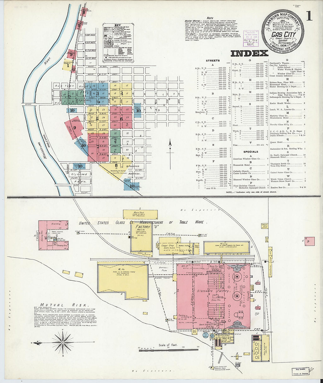 This old map of Gas City, Grant County, Indiana was created by Sanborn Map Company in 1904