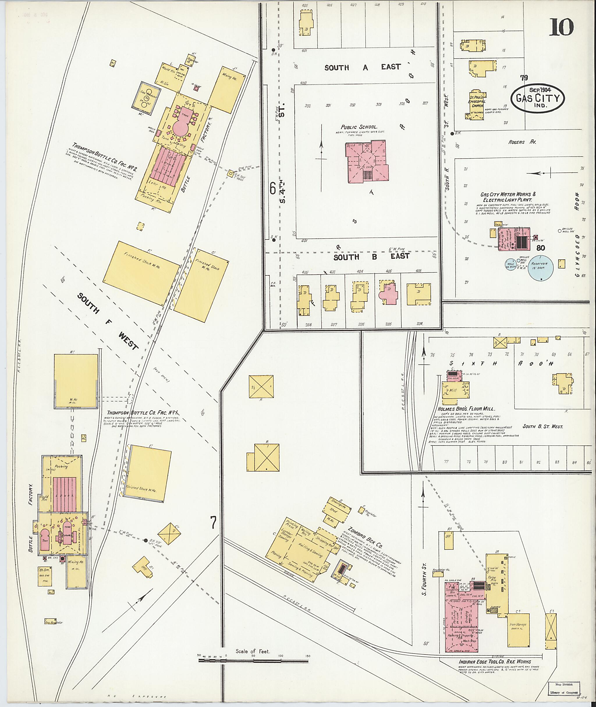 This old map of Gas City, Grant County, Indiana was created by Sanborn Map Company in 1904