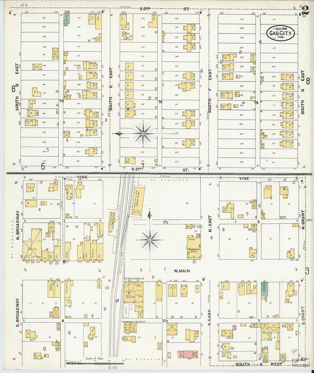 This old map of Gas City, Grant County, Indiana was created by Sanborn Map Company in 1904