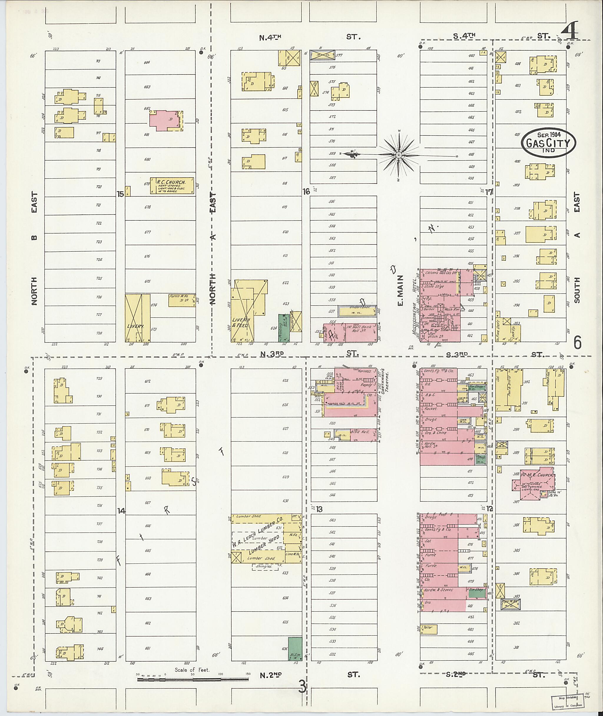 This old map of Gas City, Grant County, Indiana was created by Sanborn Map Company in 1904