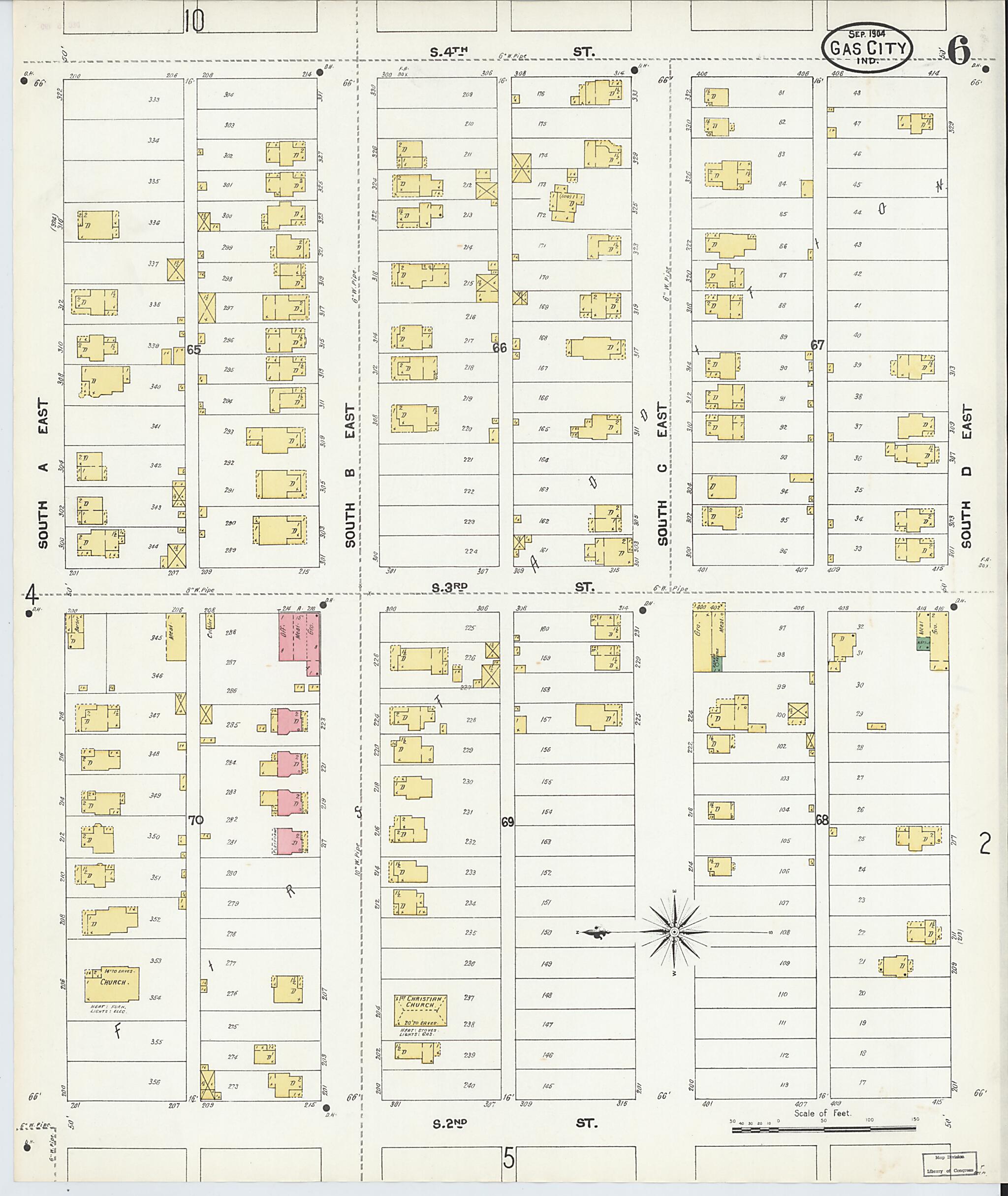 This old map of Gas City, Grant County, Indiana was created by Sanborn Map Company in 1904