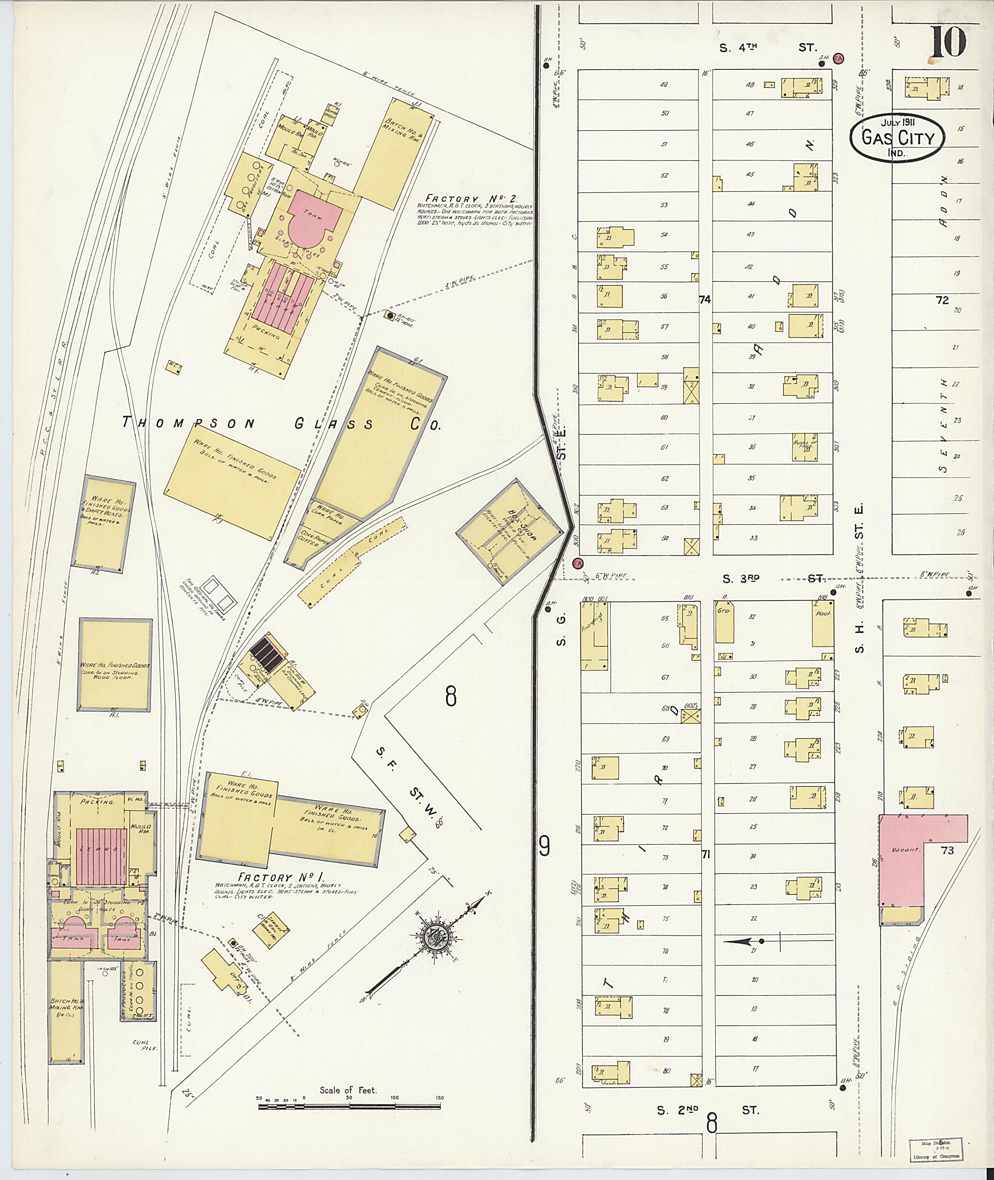 This old map of Gas City, Grant County, Indiana was created by Sanborn Map Company in 1911