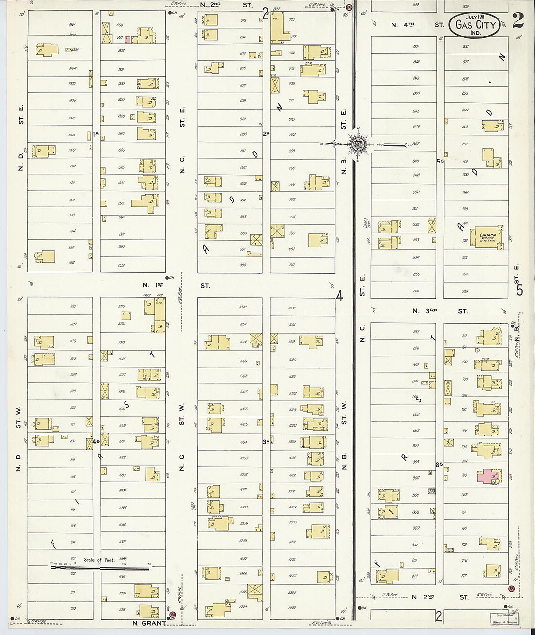 This old map of Gas City, Grant County, Indiana was created by Sanborn Map Company in 1911