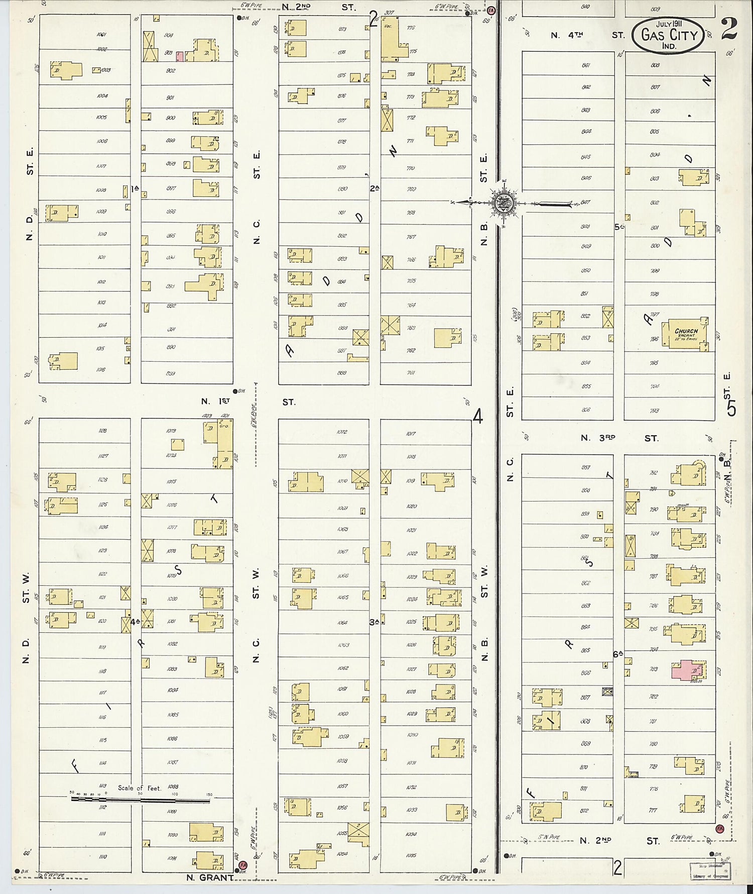 This old map of Gas City, Grant County, Indiana was created by Sanborn Map Company in 1911