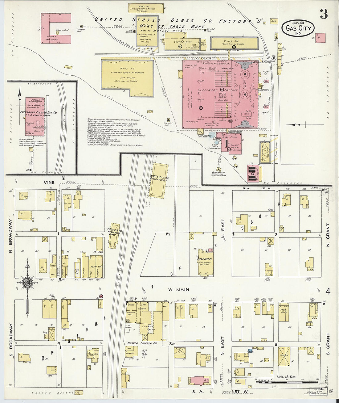 This old map of Gas City, Grant County, Indiana was created by Sanborn Map Company in 1911