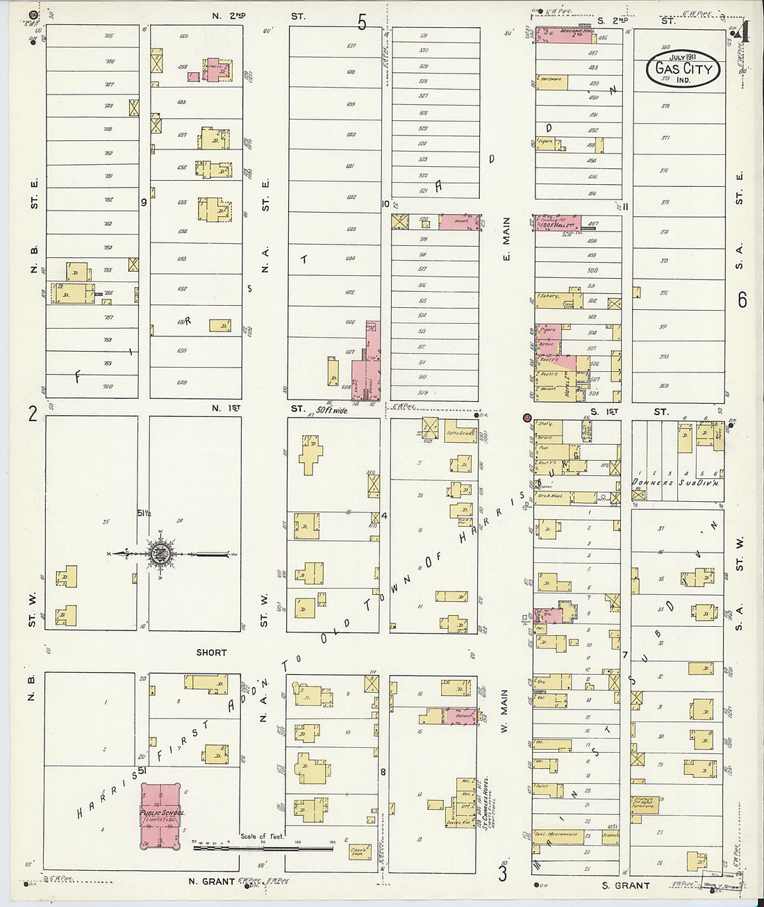 This old map of Gas City, Grant County, Indiana was created by Sanborn Map Company in 1911