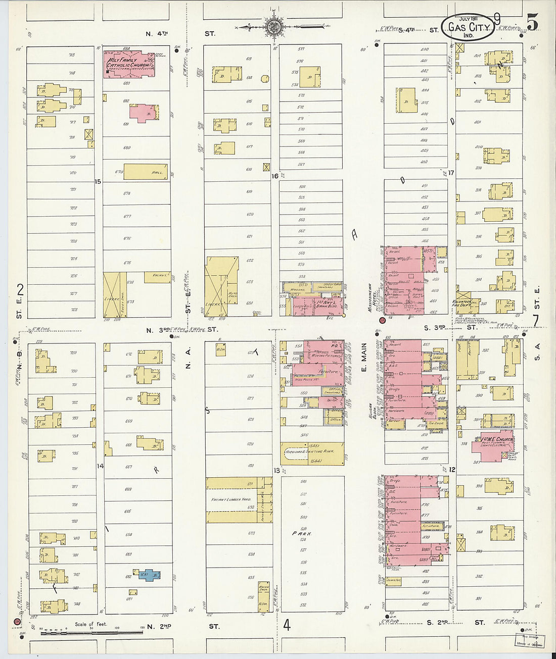 This old map of Gas City, Grant County, Indiana was created by Sanborn Map Company in 1911