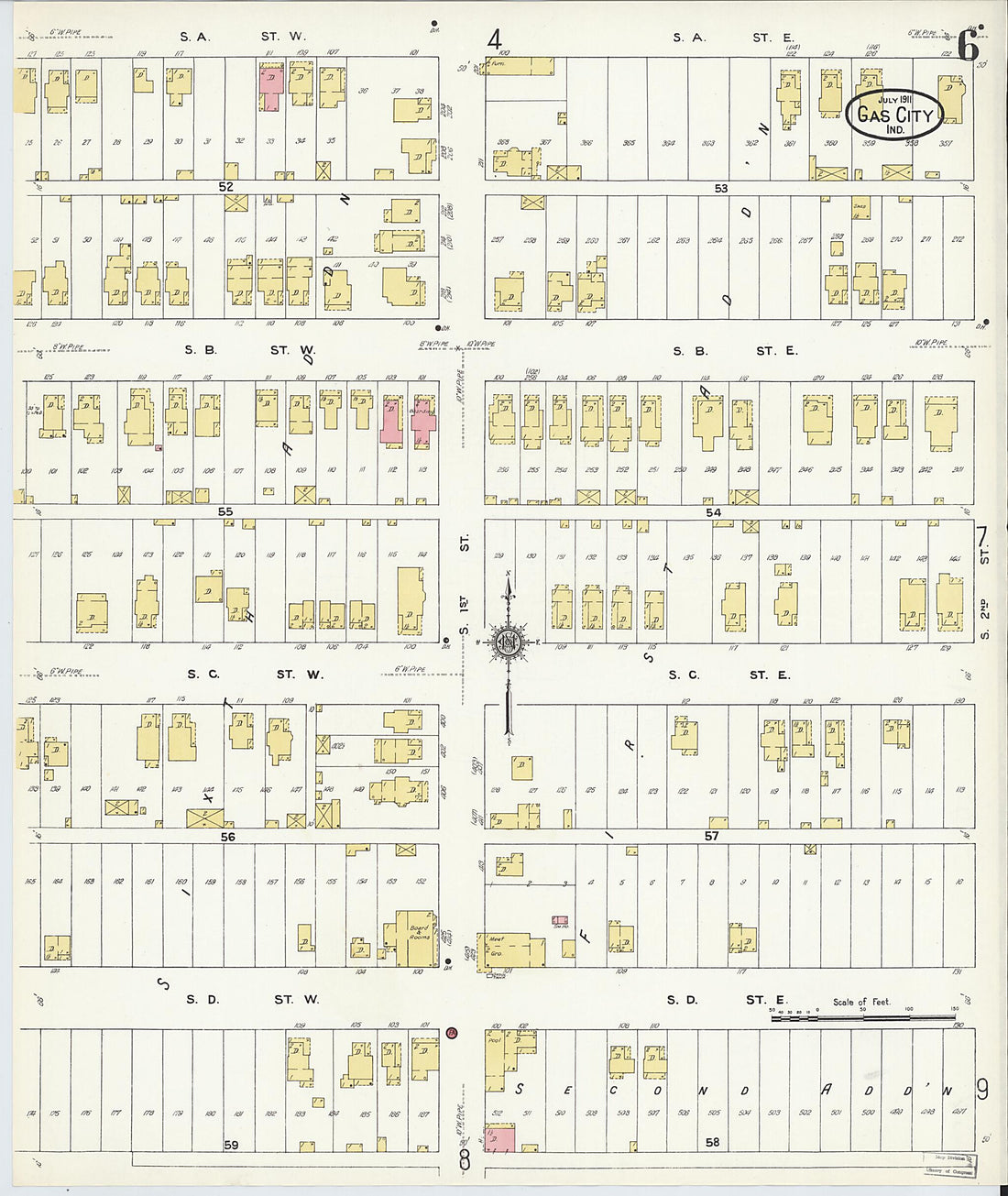 This old map of Gas City, Grant County, Indiana was created by Sanborn Map Company in 1911