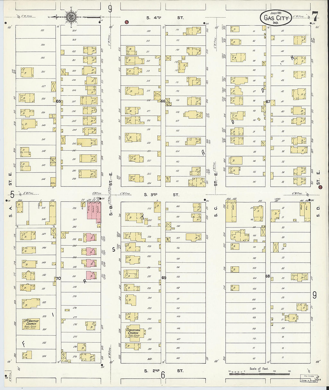 This old map of Gas City, Grant County, Indiana was created by Sanborn Map Company in 1911