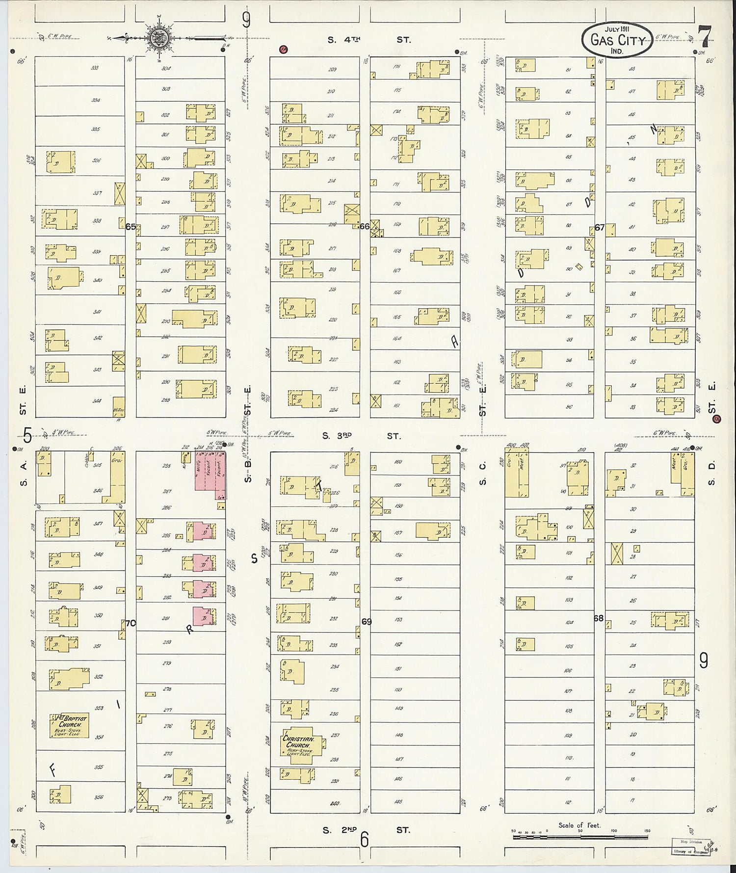 This old map of Gas City, Grant County, Indiana was created by Sanborn Map Company in 1911