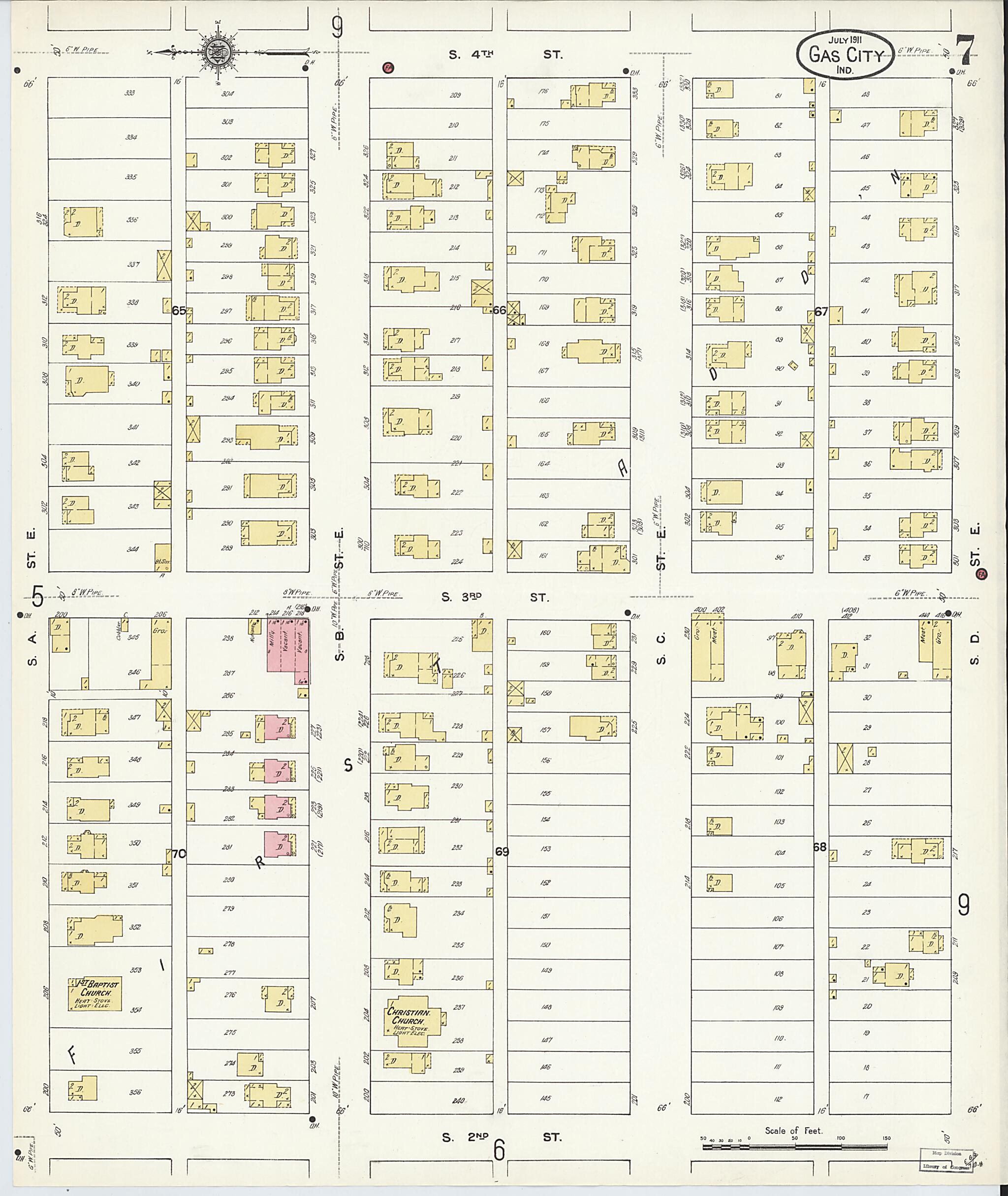 This old map of Gas City, Grant County, Indiana was created by Sanborn Map Company in 1911