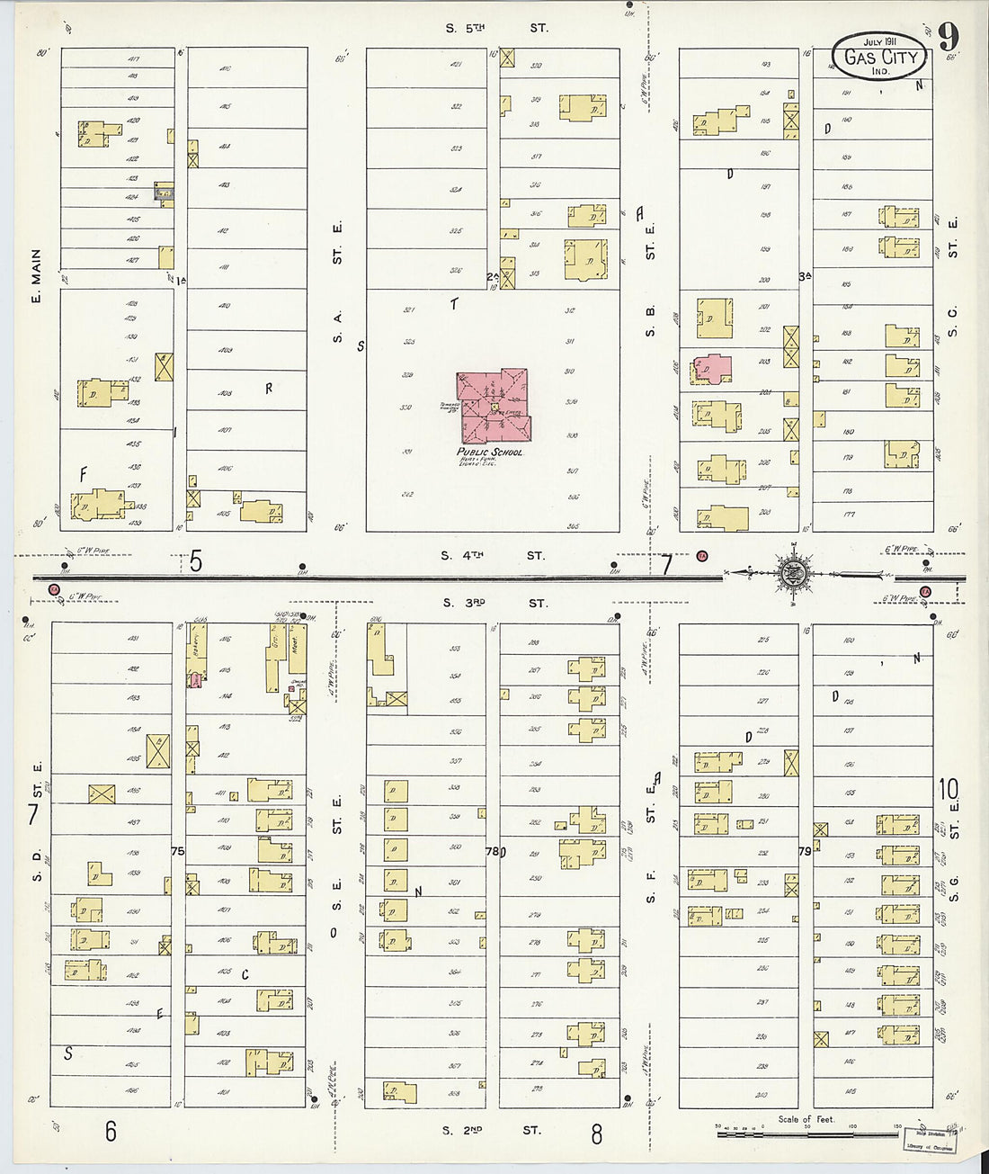 This old map of Gas City, Grant County, Indiana was created by Sanborn Map Company in 1911