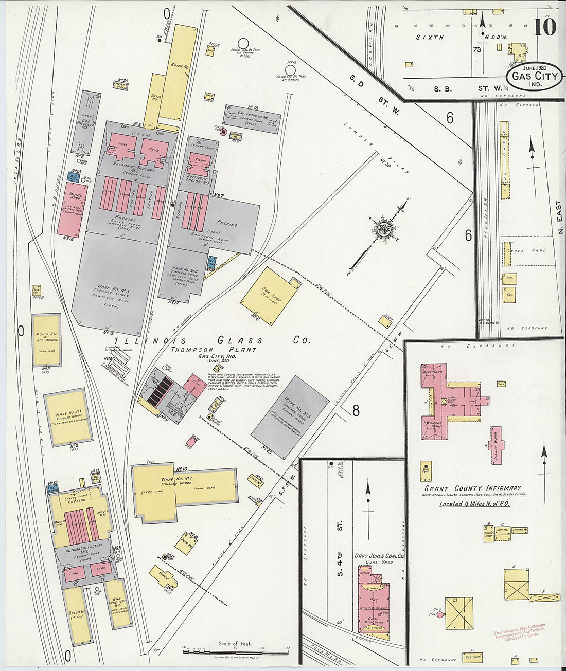 This old map of Gas City, Grant County, Indiana was created by Sanborn Map Company in 1920