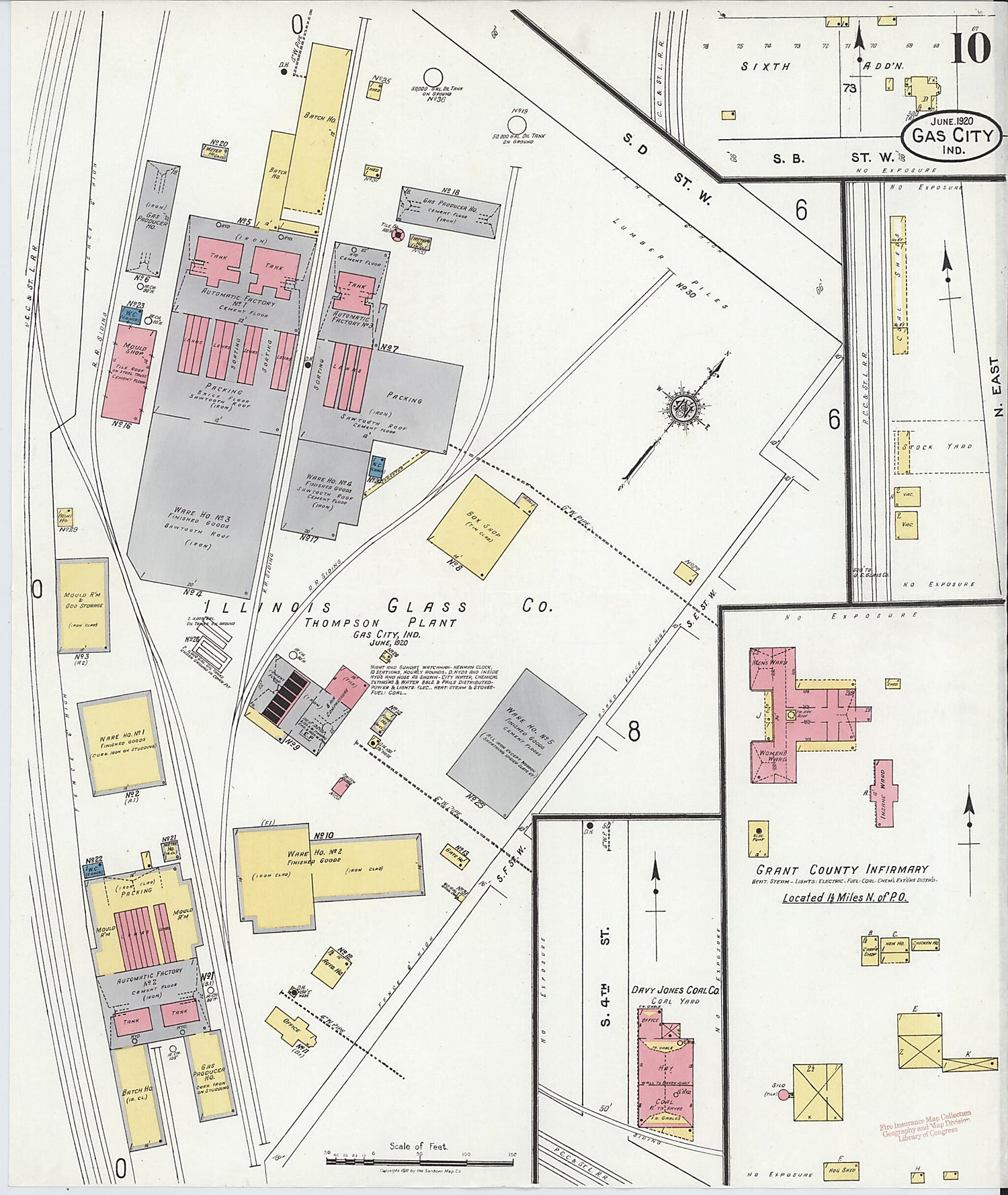 This old map of Gas City, Grant County, Indiana was created by Sanborn Map Company in 1920