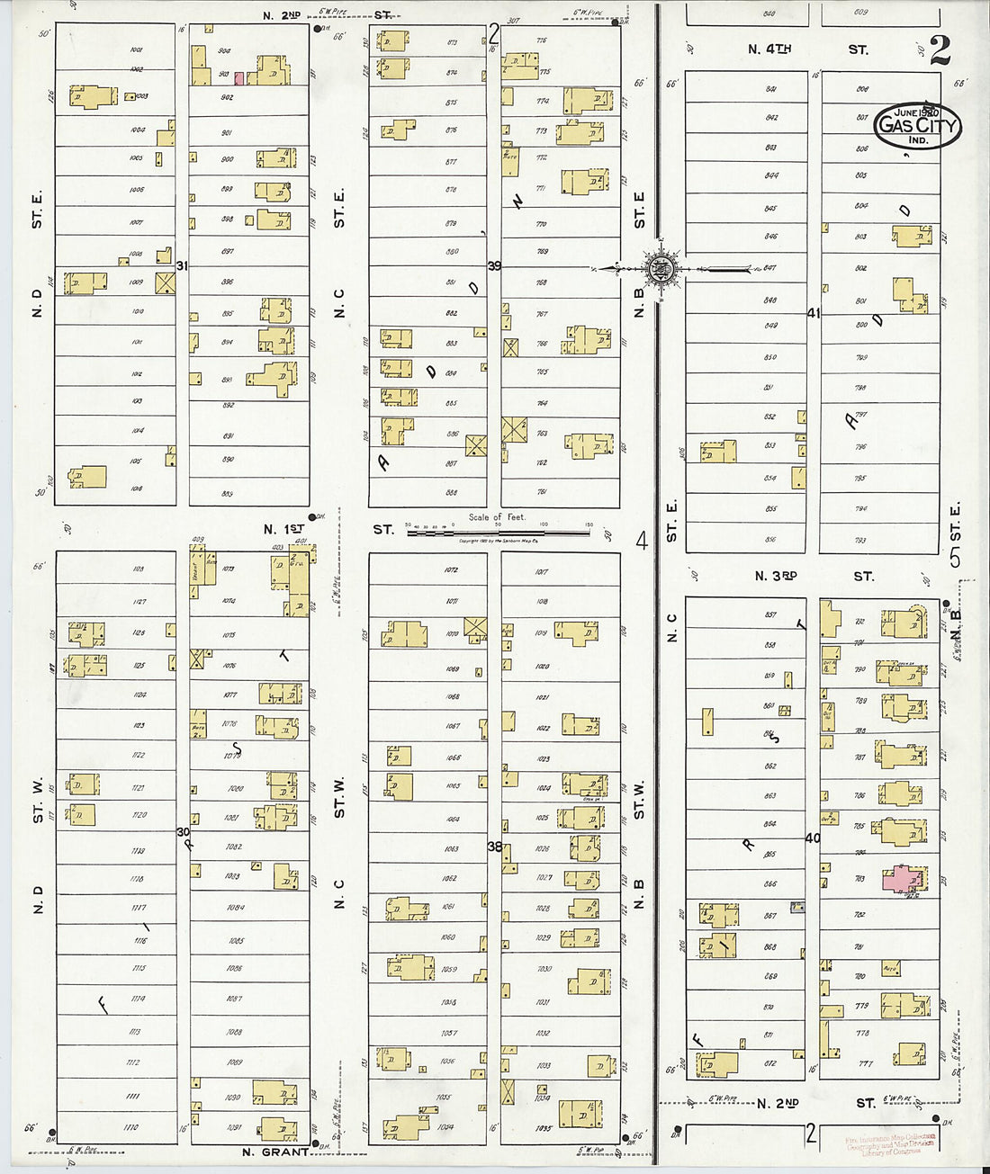 This old map of Gas City, Grant County, Indiana was created by Sanborn Map Company in 1920