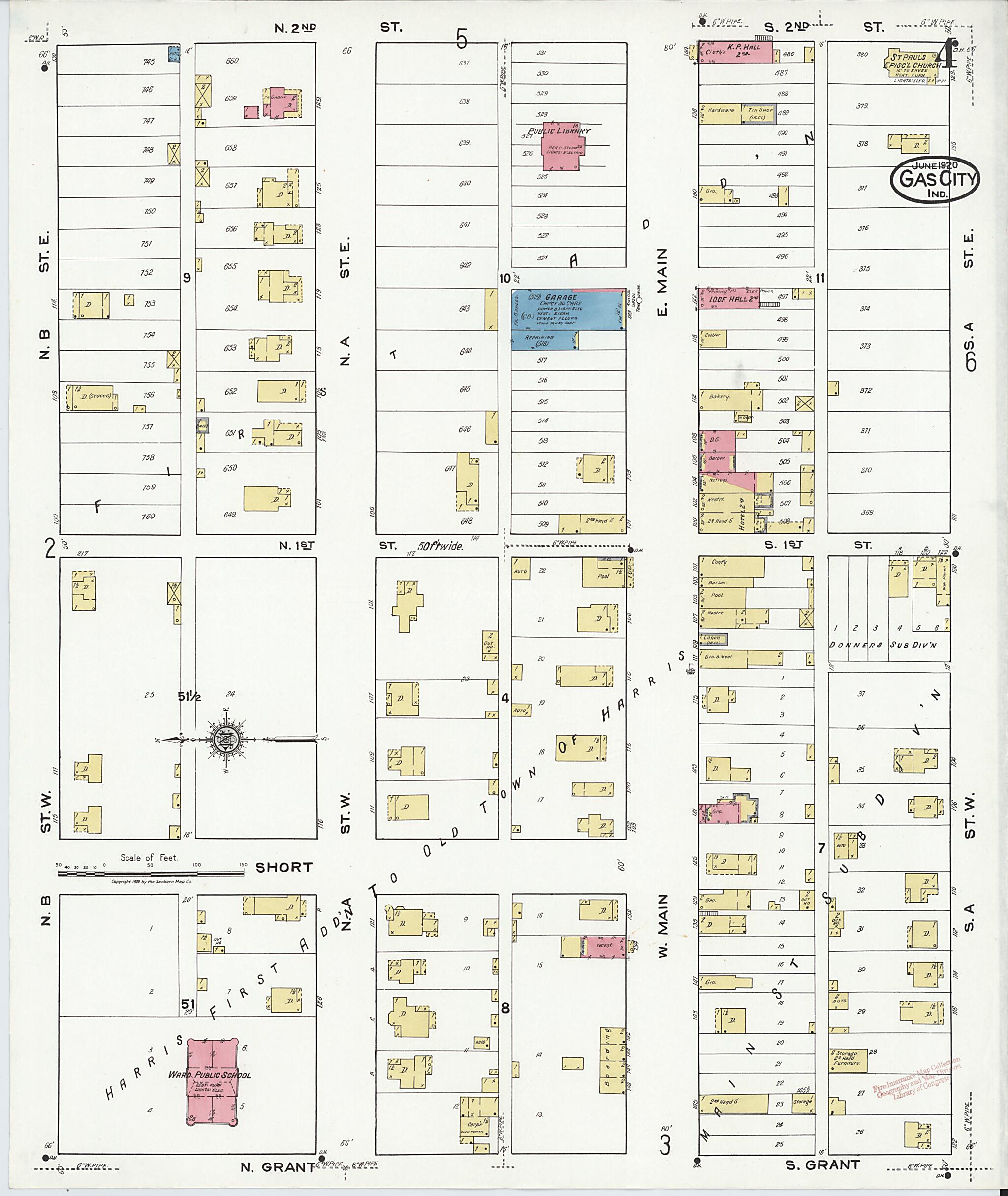 This old map of Gas City, Grant County, Indiana was created by Sanborn Map Company in 1920