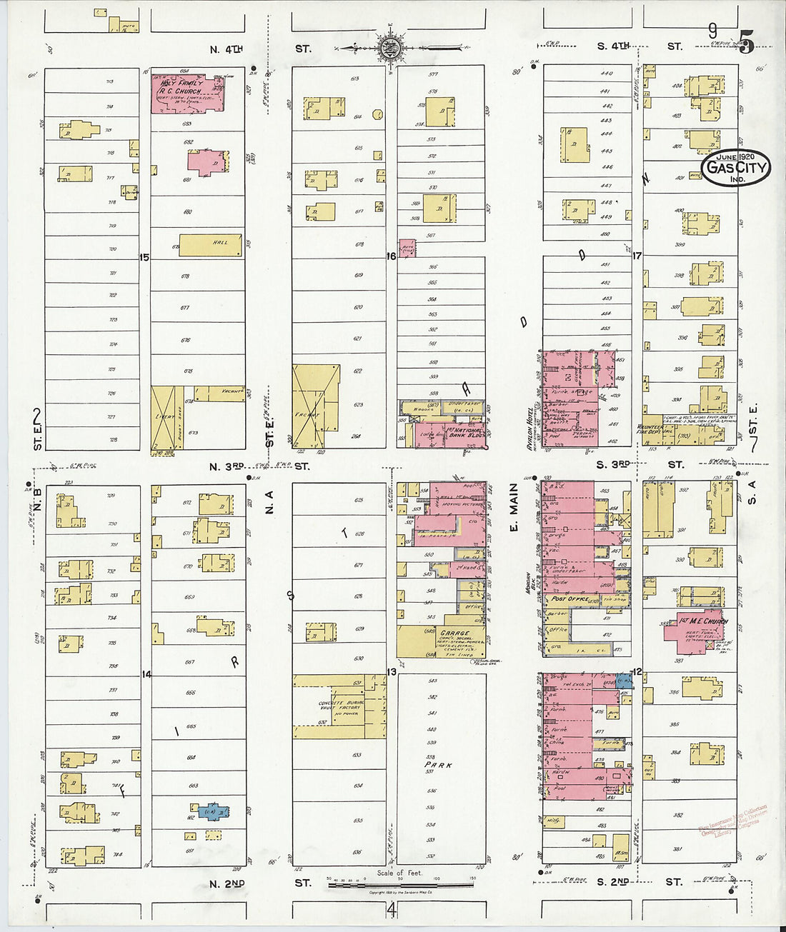 This old map of Gas City, Grant County, Indiana was created by Sanborn Map Company in 1920