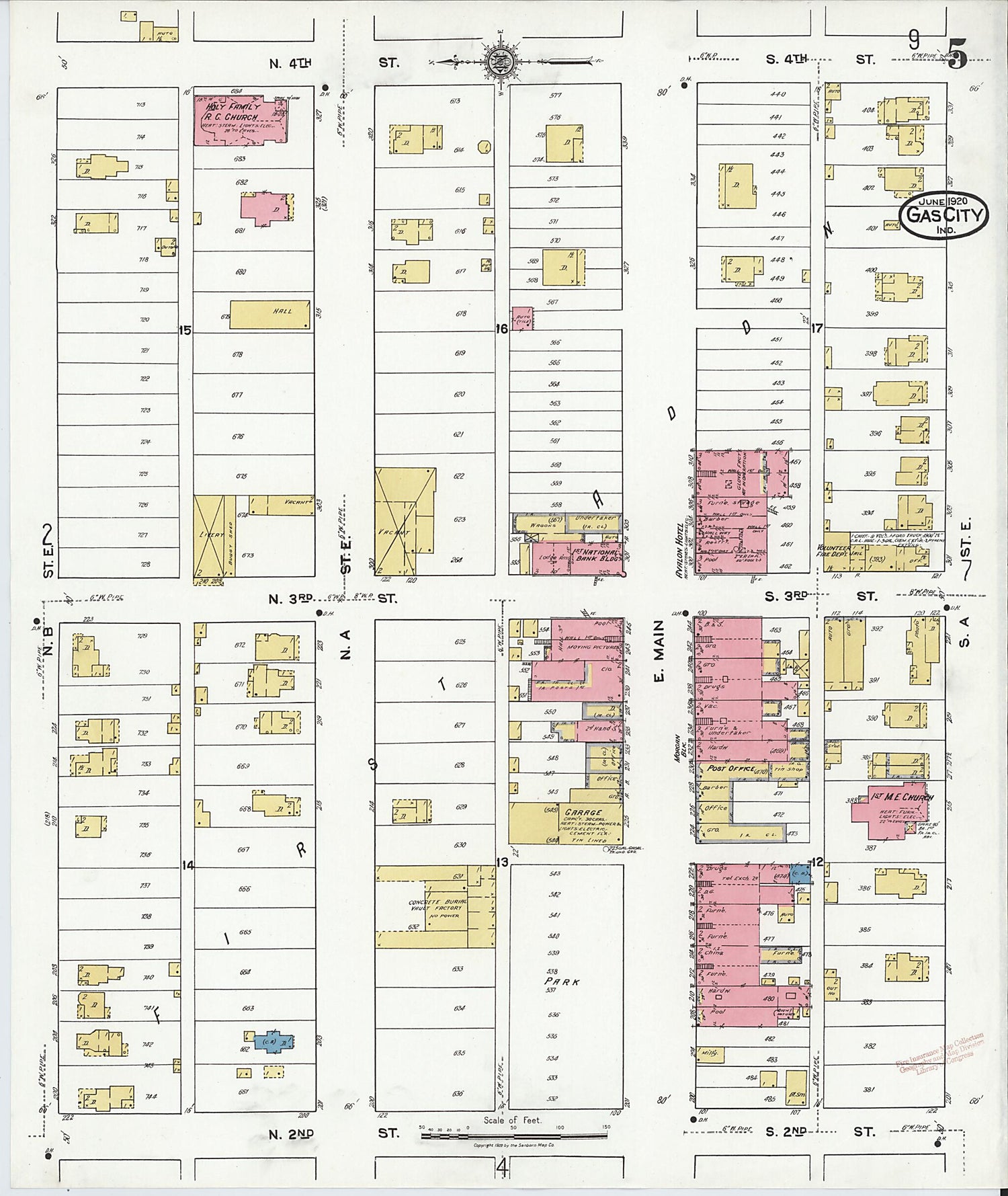 This old map of Gas City, Grant County, Indiana was created by Sanborn Map Company in 1920