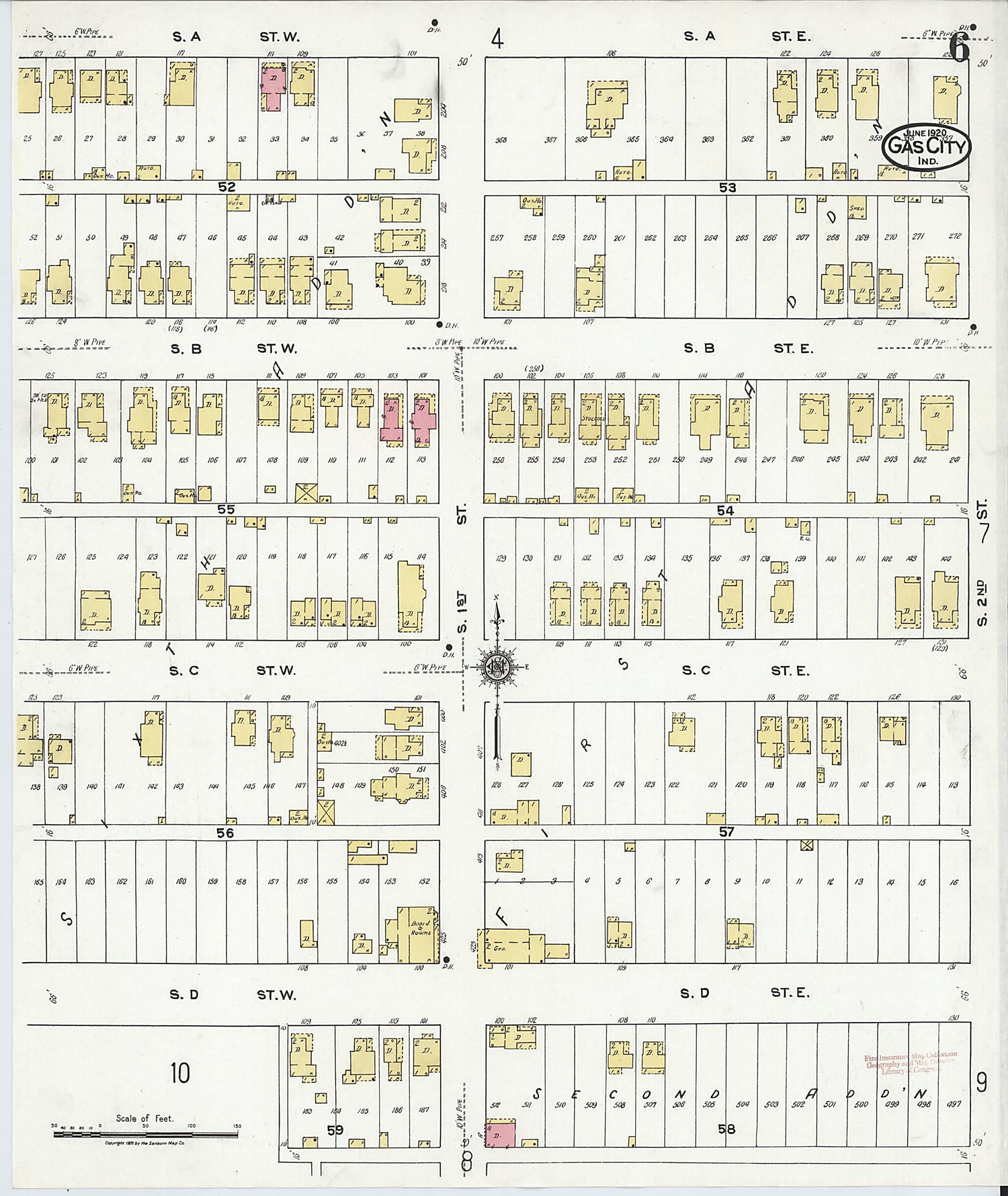 This old map of Gas City, Grant County, Indiana was created by Sanborn Map Company in 1920