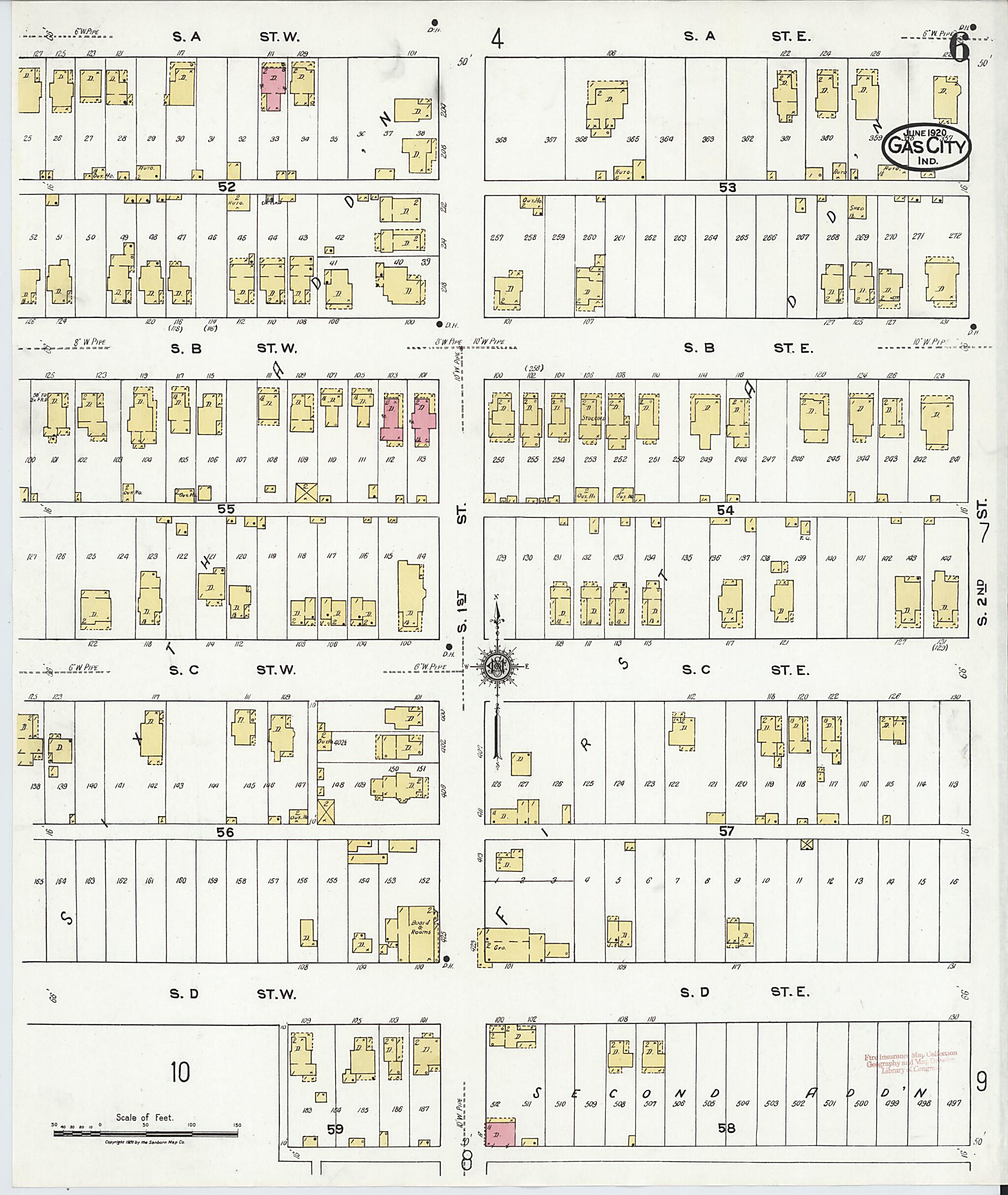 This old map of Gas City, Grant County, Indiana was created by Sanborn Map Company in 1920