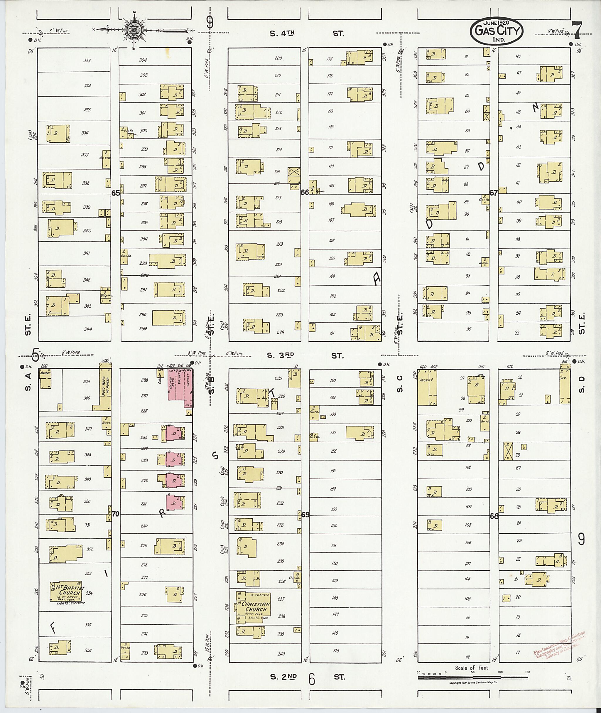 This old map of Gas City, Grant County, Indiana was created by Sanborn Map Company in 1920