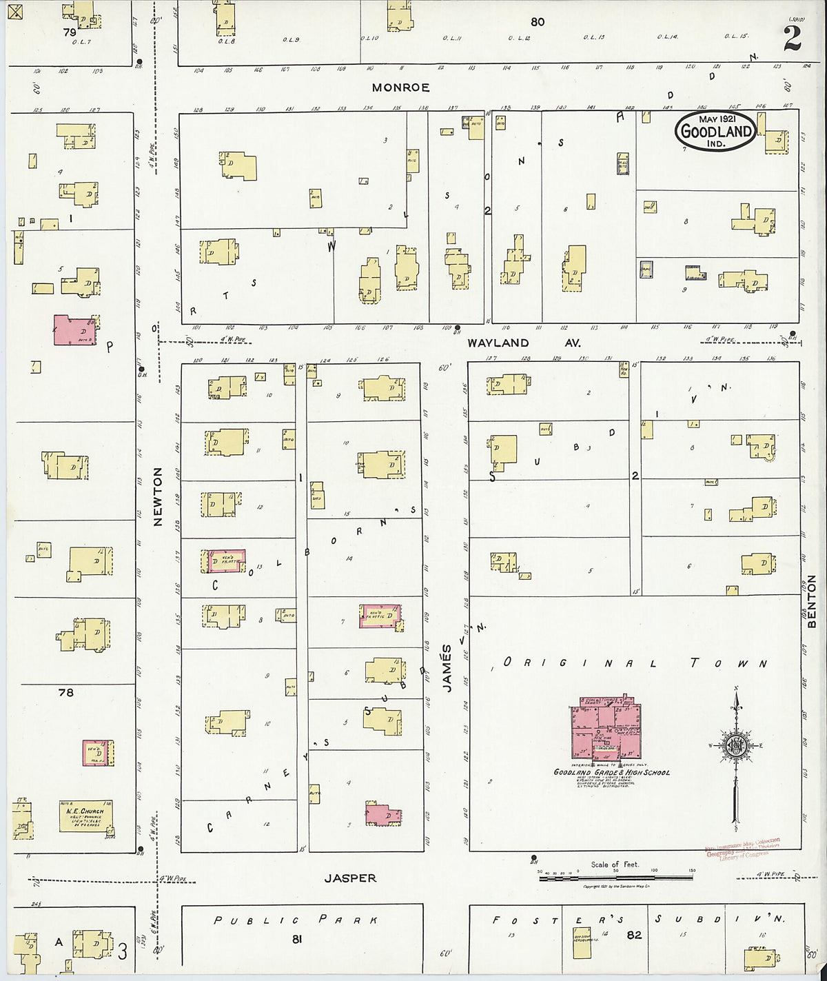 Goodland, Newton County, Indiana 1921 (Sheet 2 of 5) by Relic Map Company