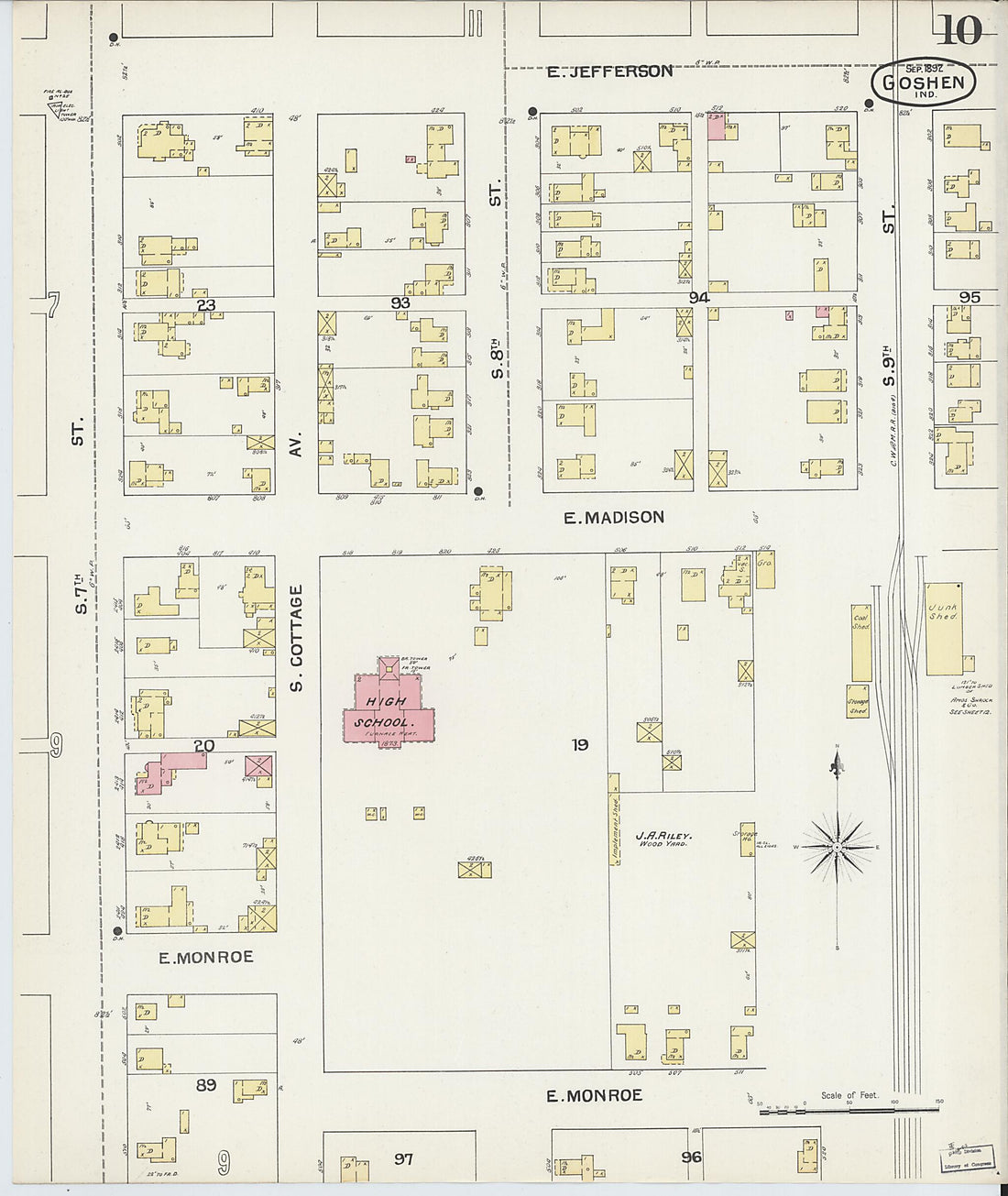 This old map of Goshen, Elkhart County, Indiana was created by Sanborn Map Company in 1892