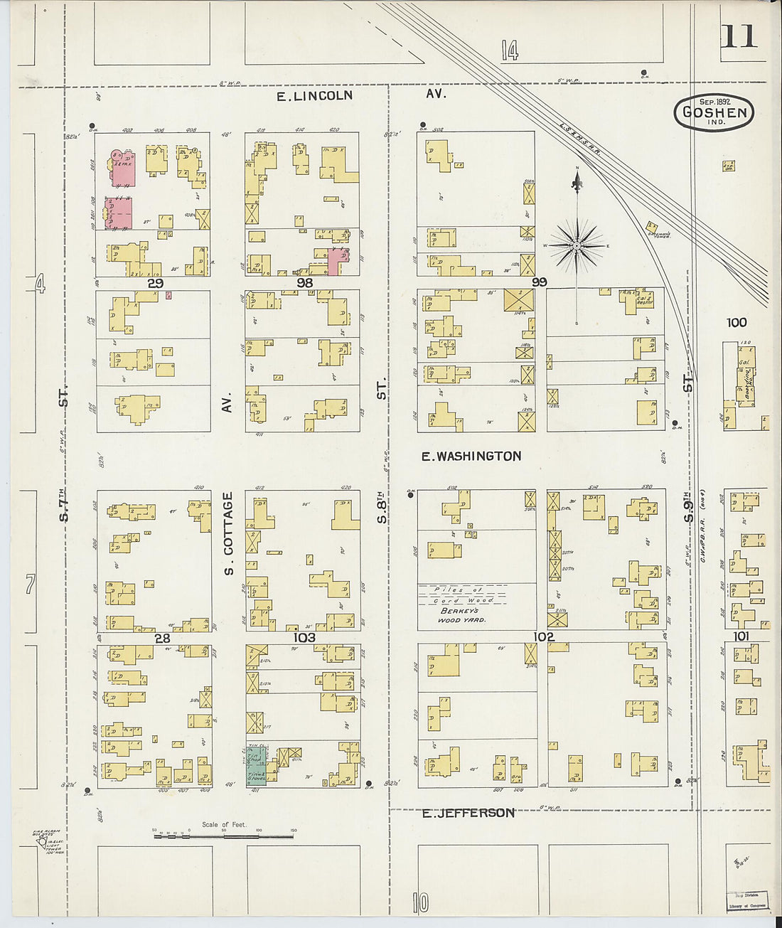 This old map of Goshen, Elkhart County, Indiana was created by Sanborn Map Company in 1892