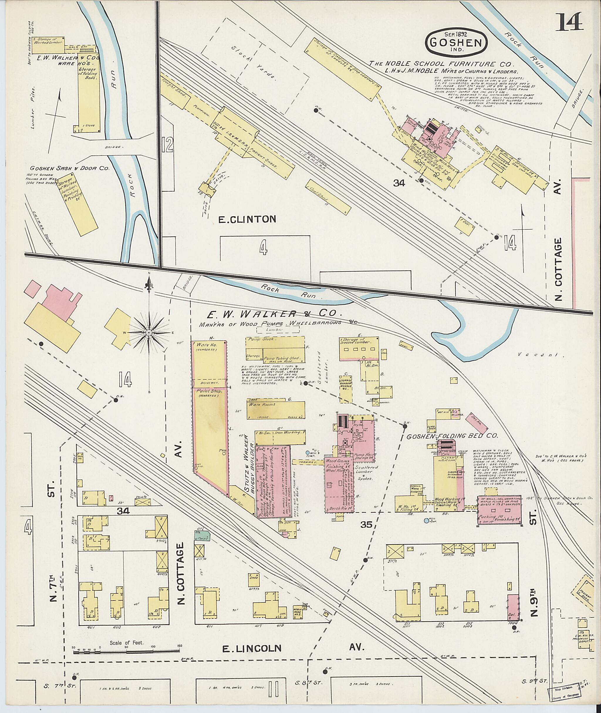 This old map of Goshen, Elkhart County, Indiana was created by Sanborn Map Company in 1892