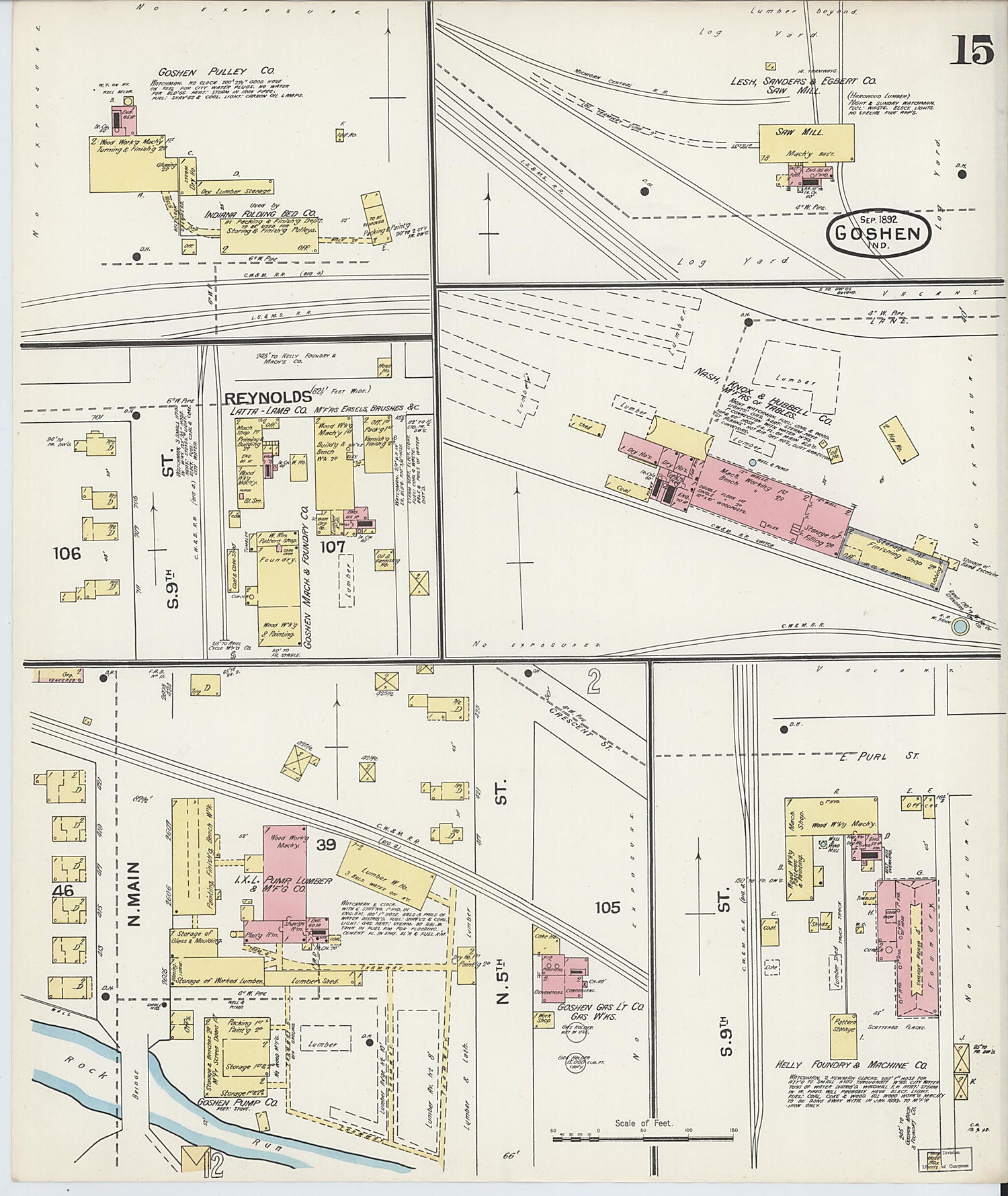 This old map of Goshen, Elkhart County, Indiana was created by Sanborn Map Company in 1892