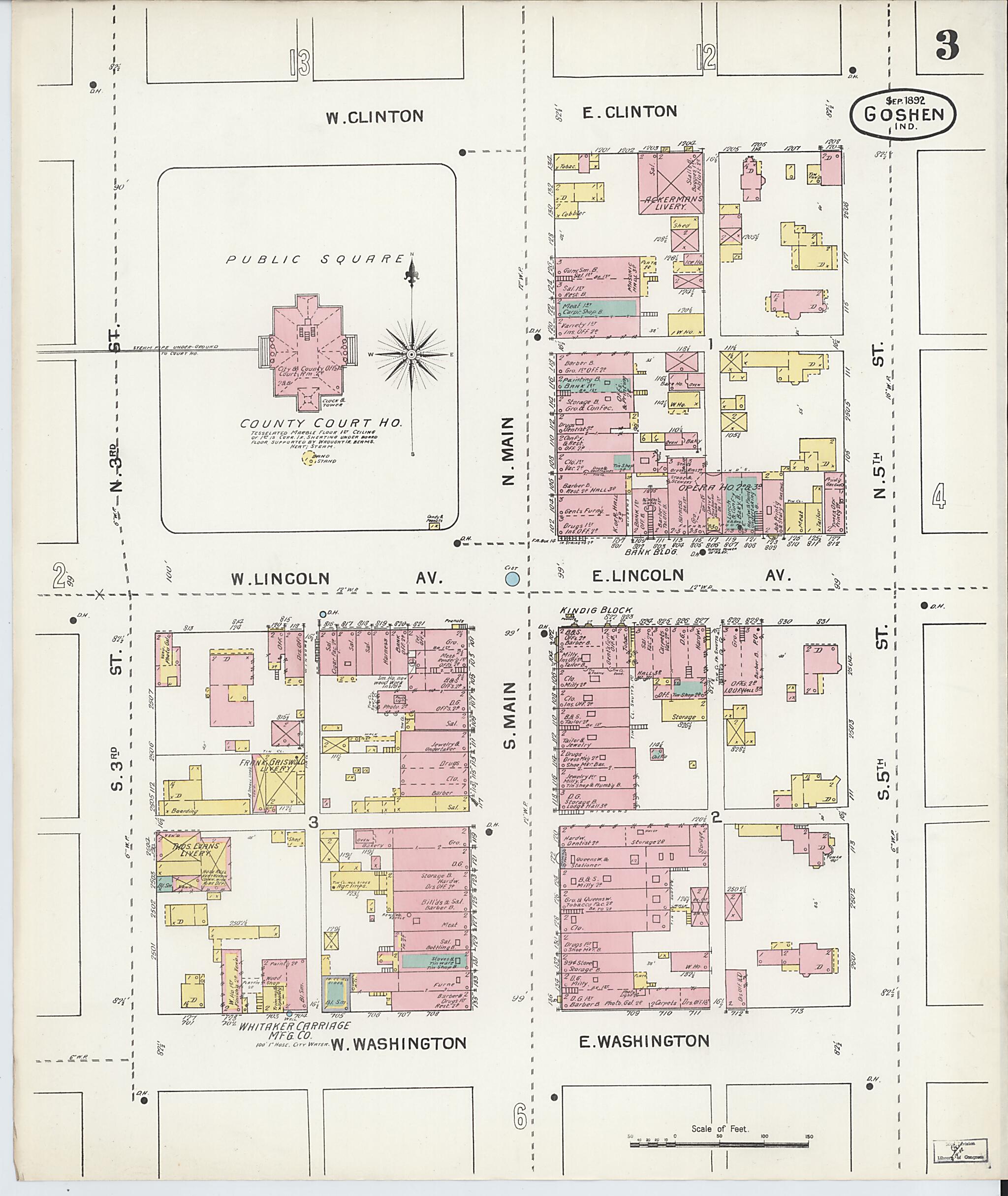 This old map of Goshen, Elkhart County, Indiana was created by Sanborn Map Company in 1892