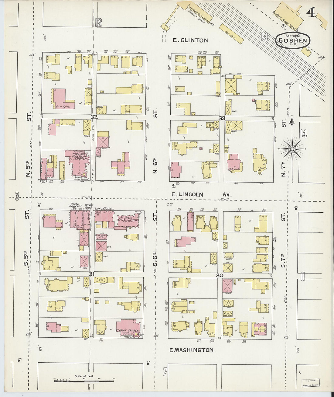 This old map of Goshen, Elkhart County, Indiana was created by Sanborn Map Company in 1892