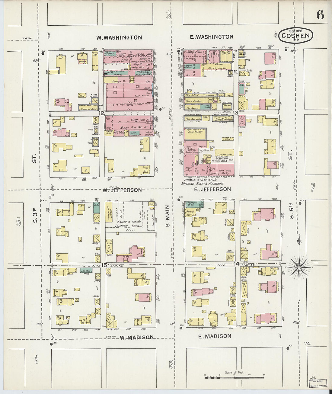 This old map of Goshen, Elkhart County, Indiana was created by Sanborn Map Company in 1892