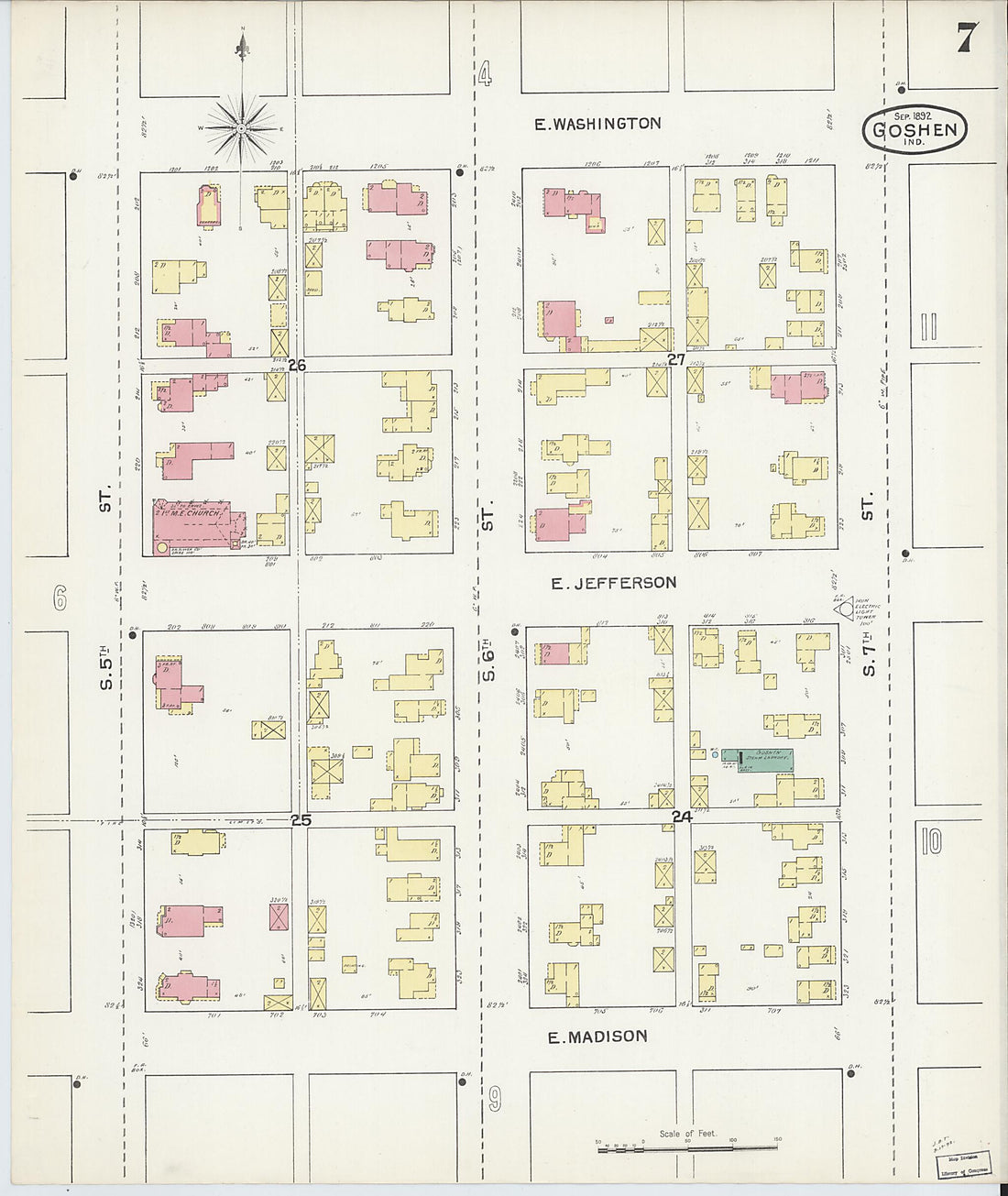 This old map of Goshen, Elkhart County, Indiana was created by Sanborn Map Company in 1892