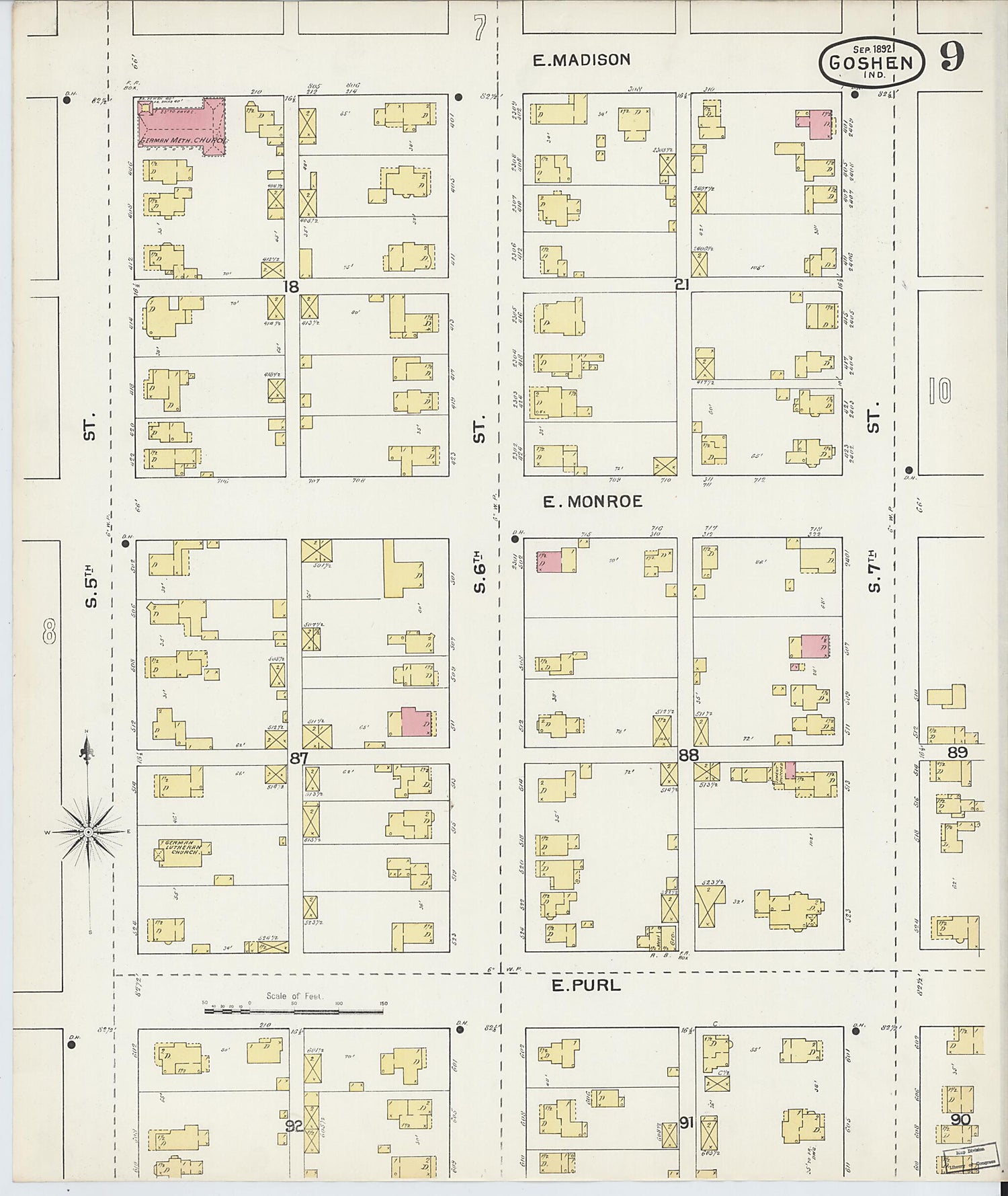 This old map of Goshen, Elkhart County, Indiana was created by Sanborn Map Company in 1892