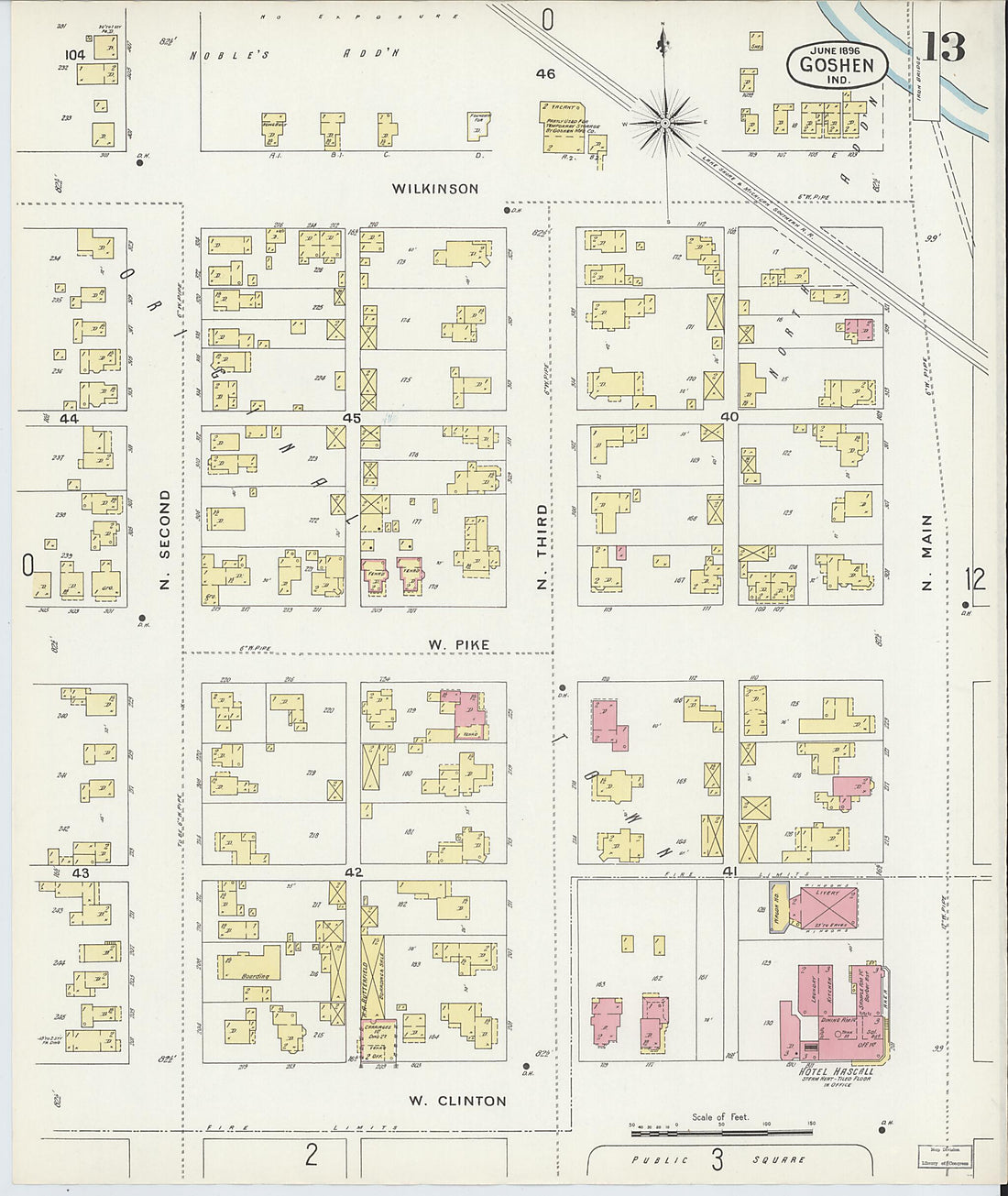 This old map of Goshen, Elkhart County, Indiana was created by Sanborn Map Company in 1896