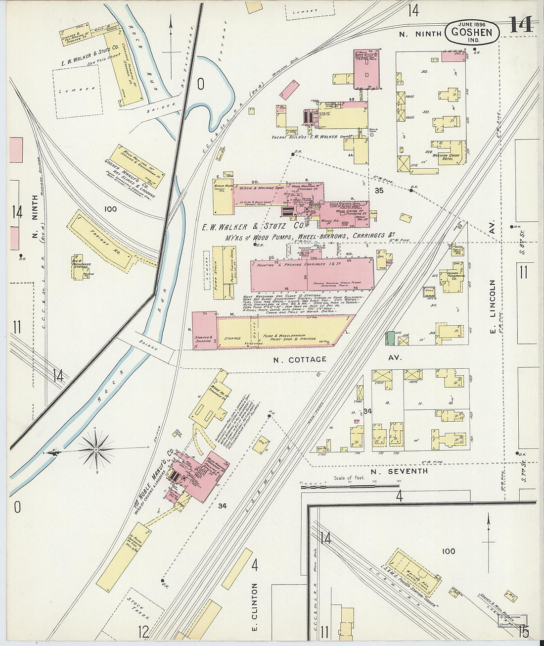 This old map of Goshen, Elkhart County, Indiana was created by Sanborn Map Company in 1896