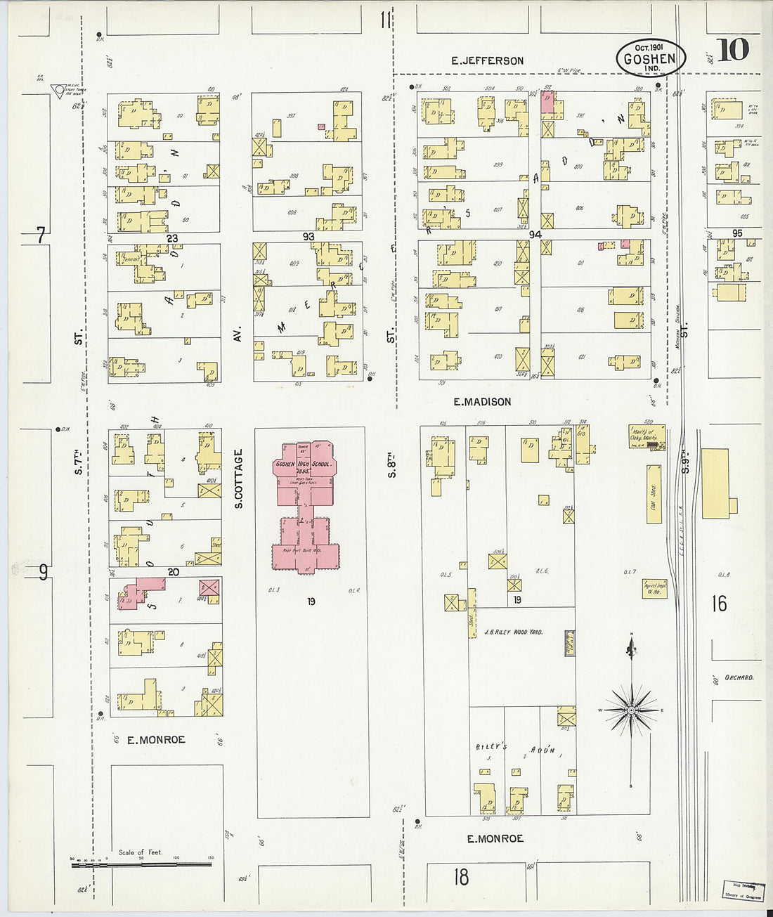 This old map of Goshen, Elkhart County, Indiana was created by Sanborn Map Company in 1901