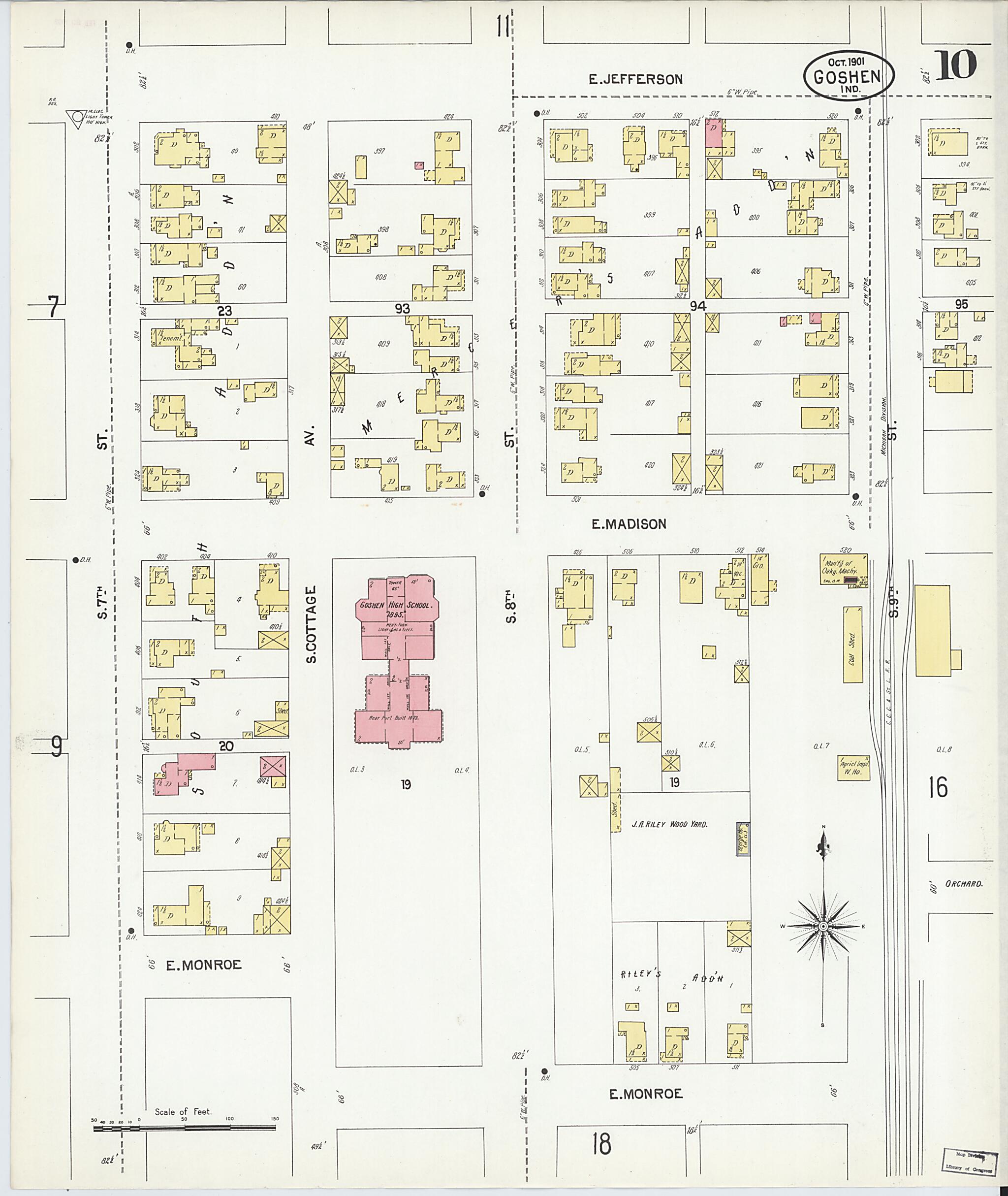 This old map of Goshen, Elkhart County, Indiana was created by Sanborn Map Company in 1901