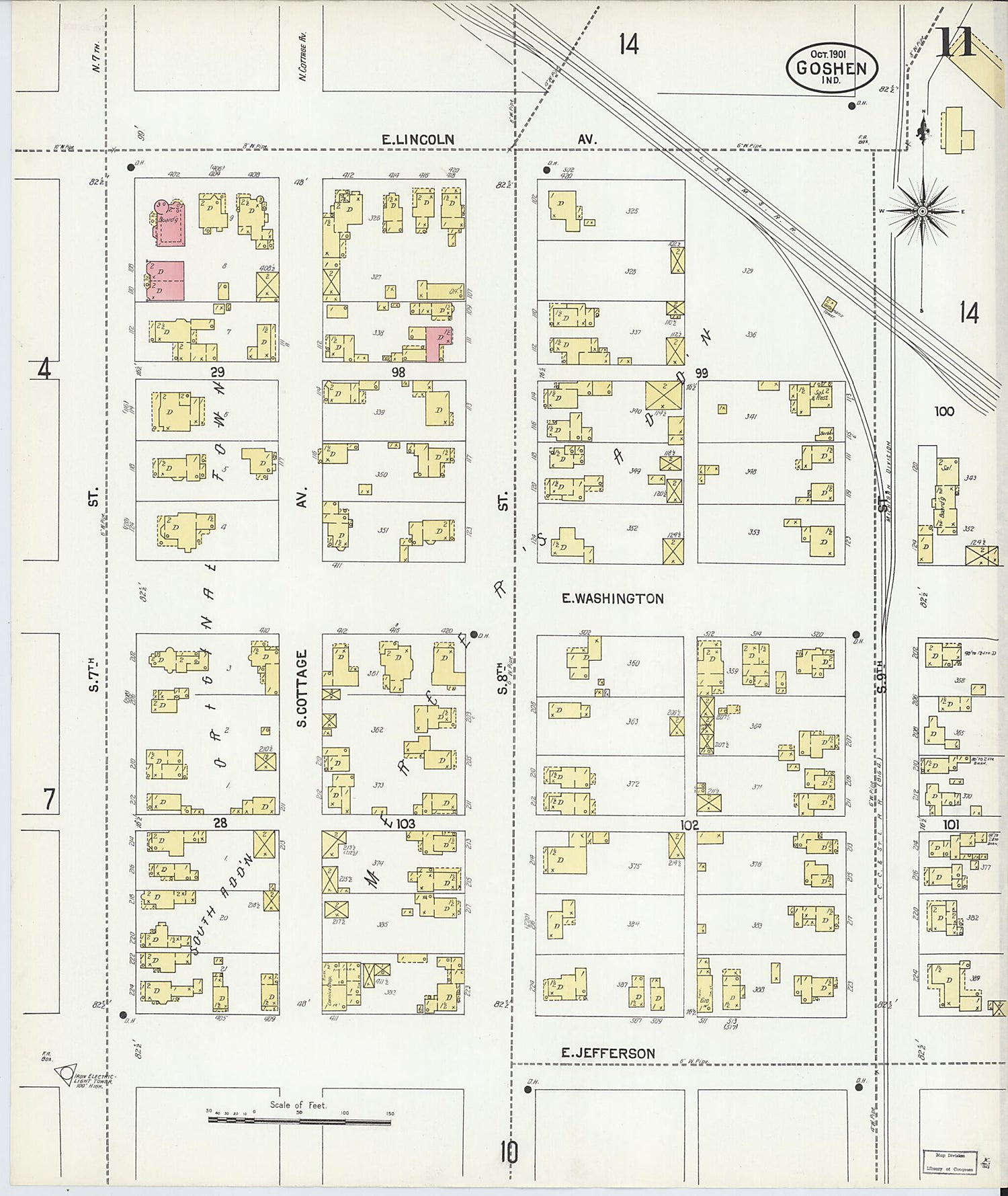 This old map of Goshen, Elkhart County, Indiana was created by Sanborn Map Company in 1901